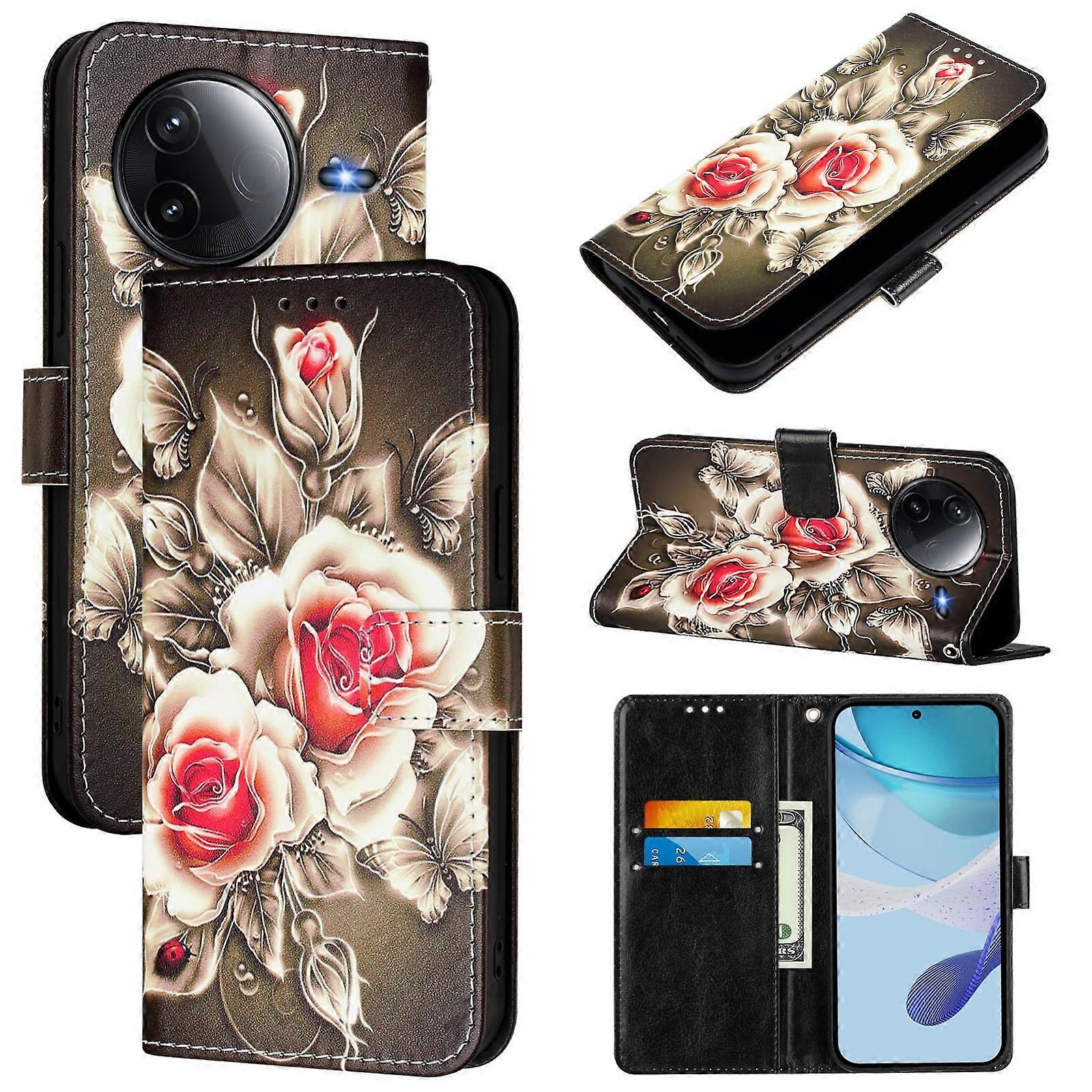 Colored Drawing Pattern Plain Weave Leather Phone Case