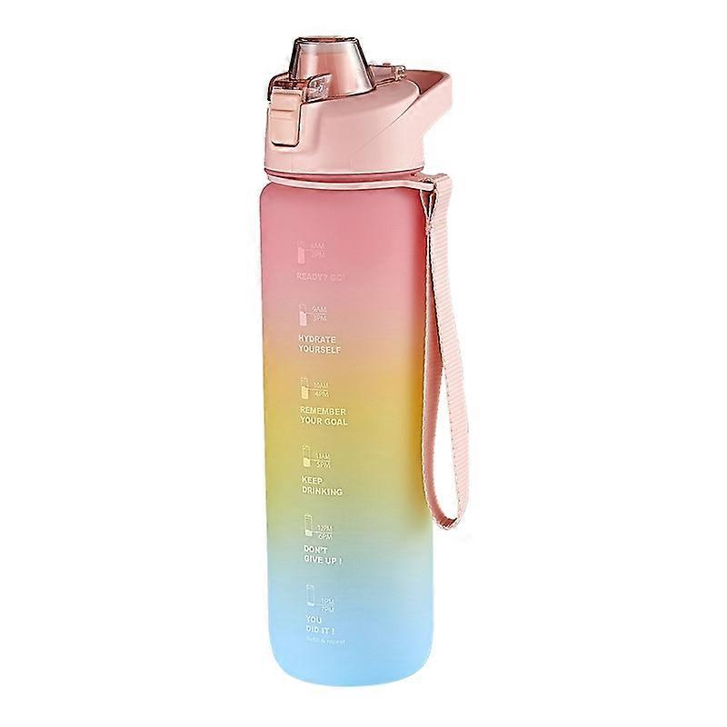 1000ml Large Capacity Gradient ColorsPlastic Sports Water Cup