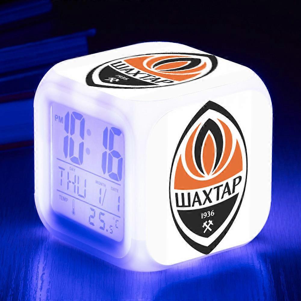 LED electronic alarm clock, colorful square alarm clock, 3-sided color pattern clock