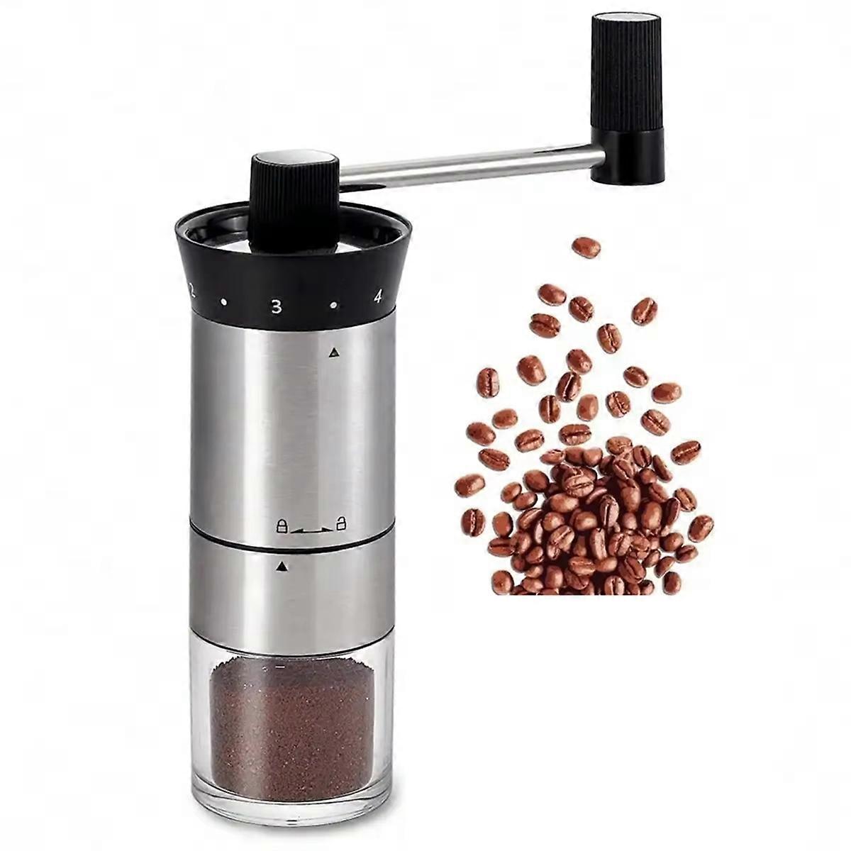 Stainless Steel Manual Coffee Grinder - Adjustable Hand Crank Mill for Precision Brewing, Portable