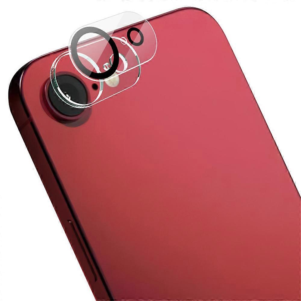 IMAK For iPhone 16e Tempered Glass Camera Lens Protector Acrylic Lens Cap (Black Circle Design)