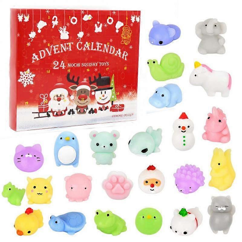 クリスマスアドベントカレンダーブラインドボックスおもちゃ24pcsセットかわいい雪だるま動物スクイーズおもちゃ新年カウントダウンストレス解消キッドギフト