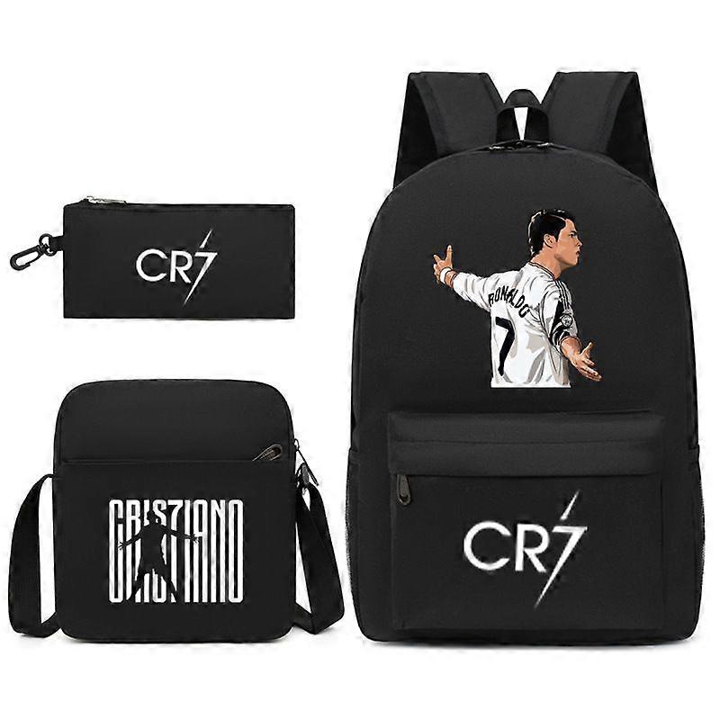 Mode Cr7 Tonårspojkar, Pojkar, Barn, Studenter, Skolväskor, Laptop Ryggsäckar, Tredelad Set