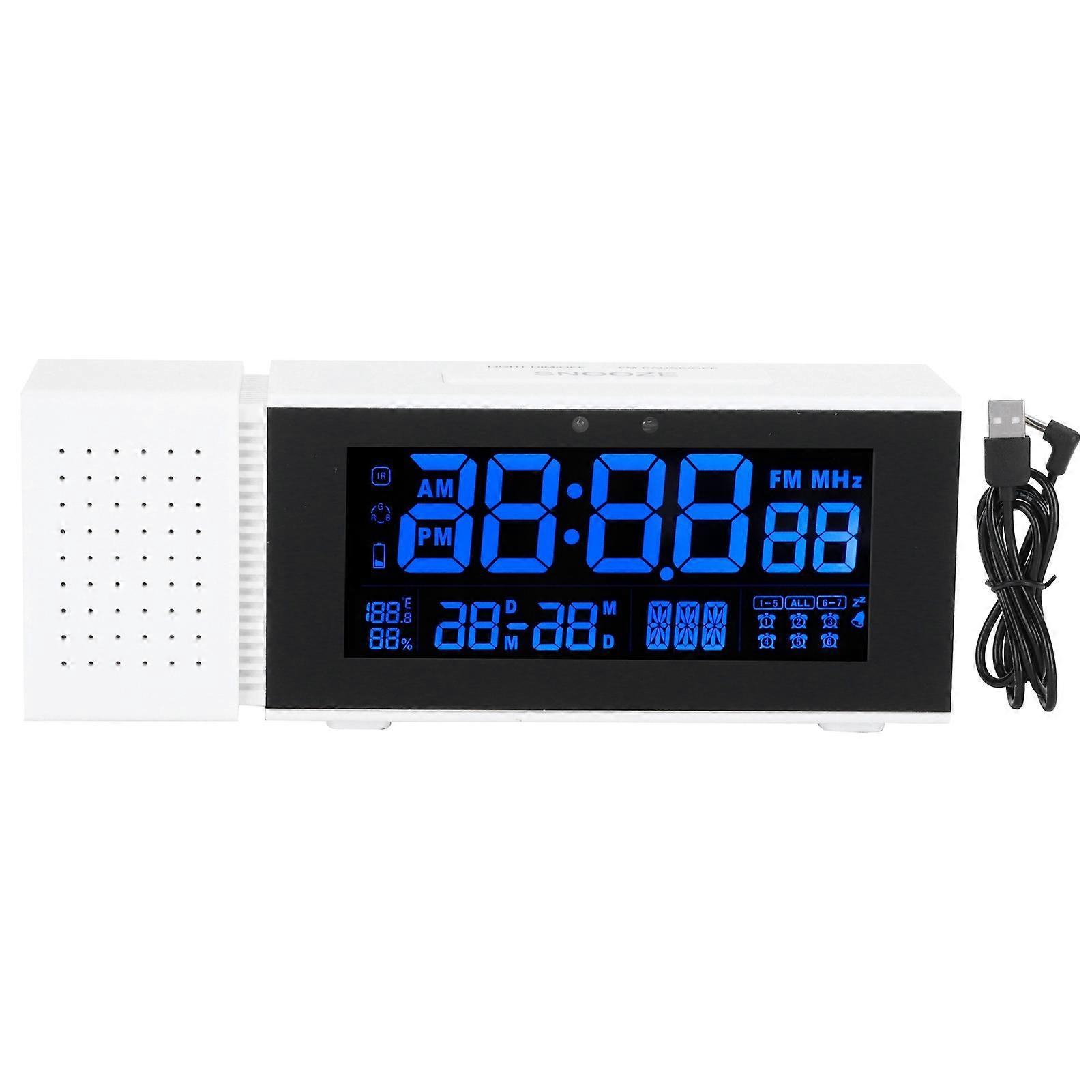 Alarm Clock Sound Light Multifunctional Digital Night Lamp with Human Sensing, 5V, TS-P30-WH, White Color