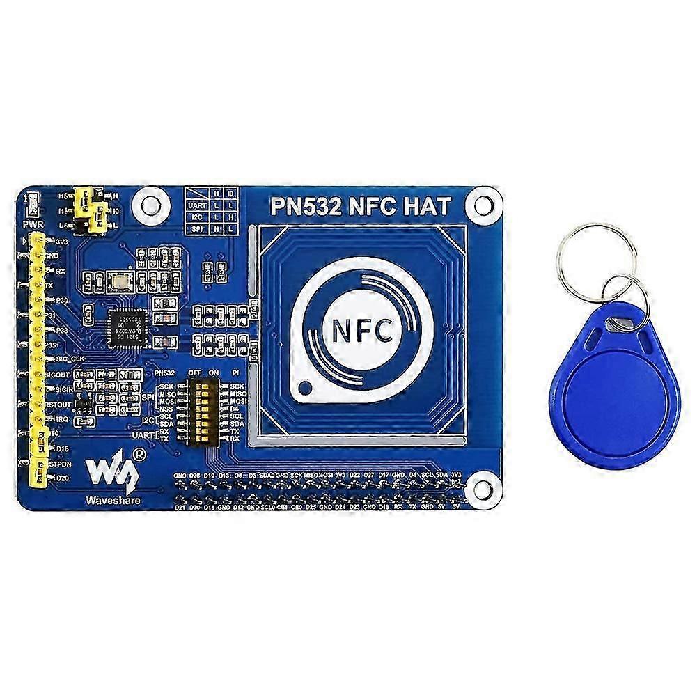 Moduł PN532 NFC HAT dla częstotliwości 13,56 MHz obsługuje trzy interfejsy komunikacyjne: I2C, SPI i UA js