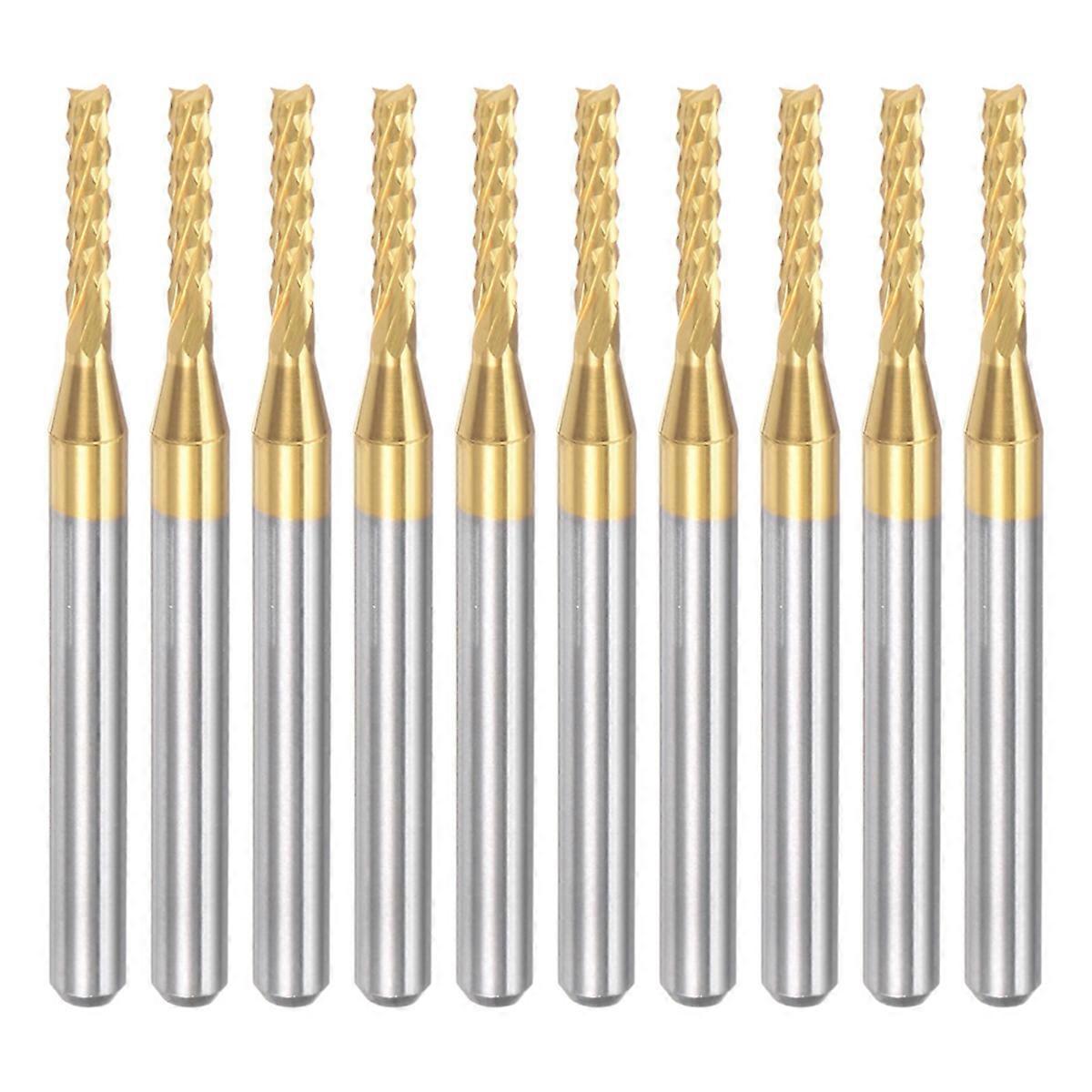 10PCS Titanium Coat Carbide For PCB Machine, 1/8 Inch Shank 1.8Mm