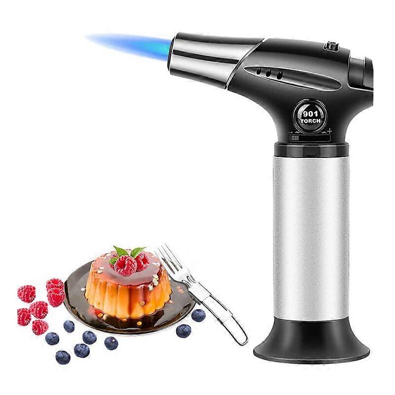Chef's Delight, Refillable Butane Torch, Professional Grade Culinary Tool With Adjustable Flame And Piezo Ignition, Ideal For Baking, Barbecuing, And