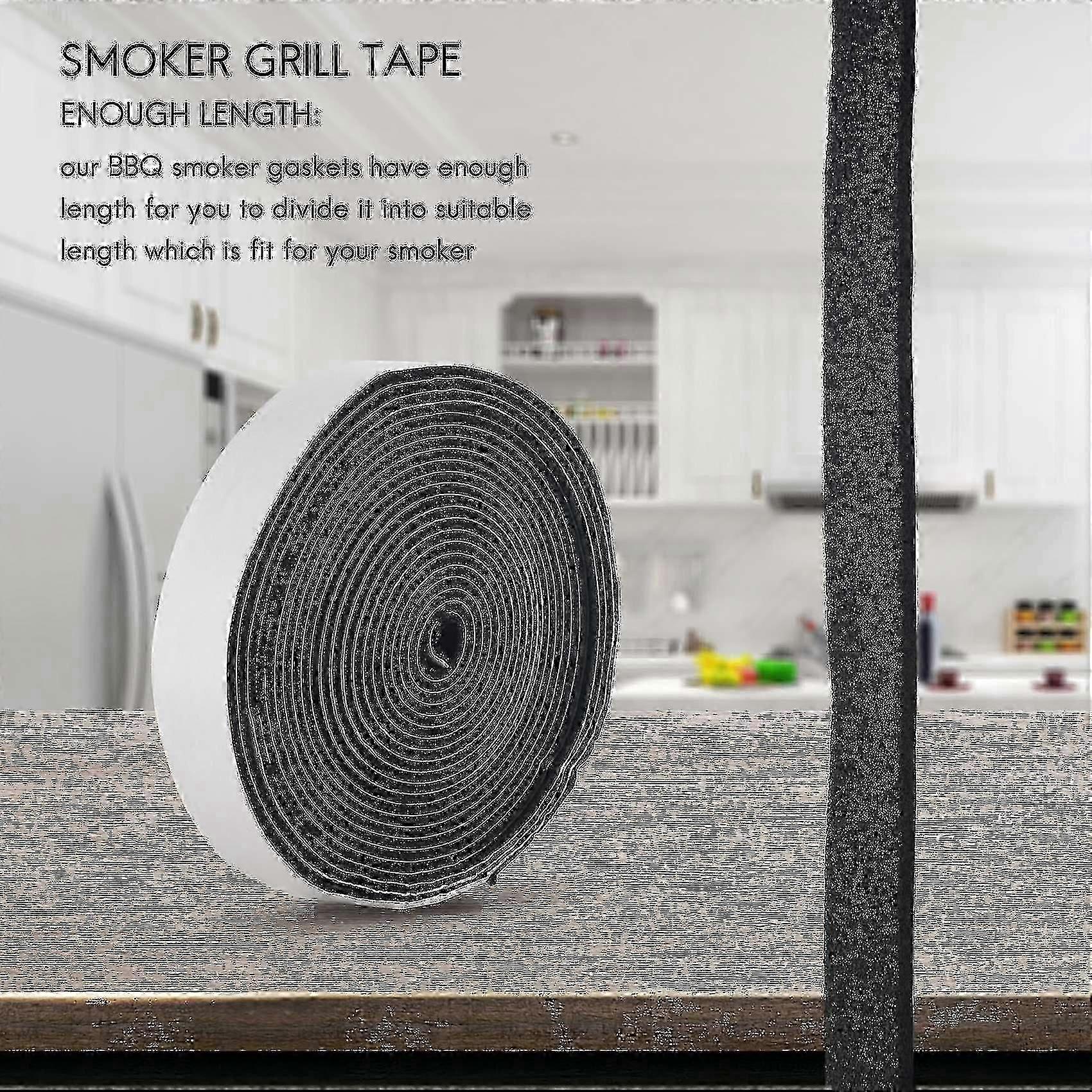 BBQ Smoker Dichtung Selbstklebendes Grillband Hochtemperatur-Grilldichtung Selbstklebende Dichtung 2er-Pack