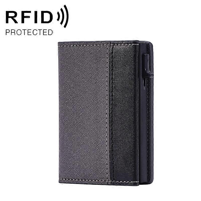 FY2409 RFID Anti-magnetic Cross Texture PU Triple Fold Card Bag
