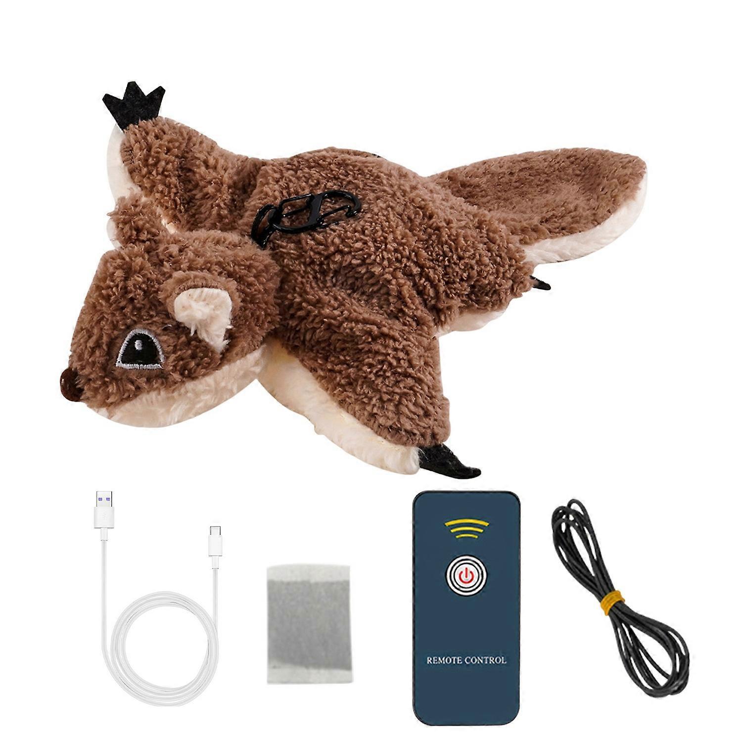 Flapping Wings Cat Toy USB Rechargeable Interactive Plush Bat Owl Chicken Toy Squeaking Catnip Toy