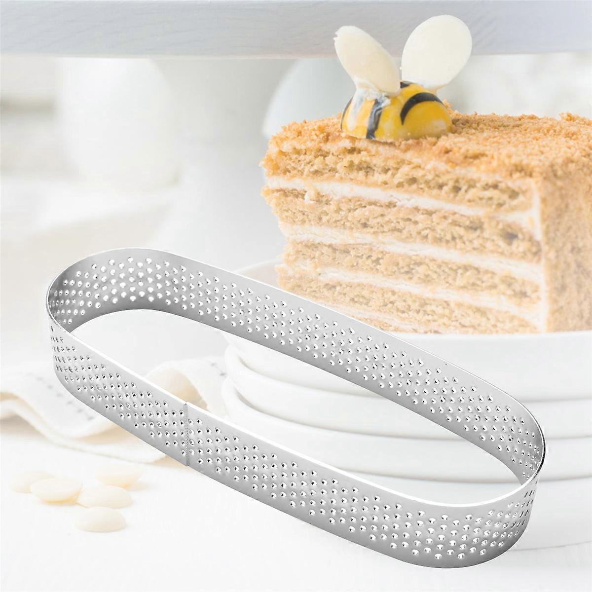 10 Pack Oval Tart Ring,Perforated Baking Ring,Pastry Ring