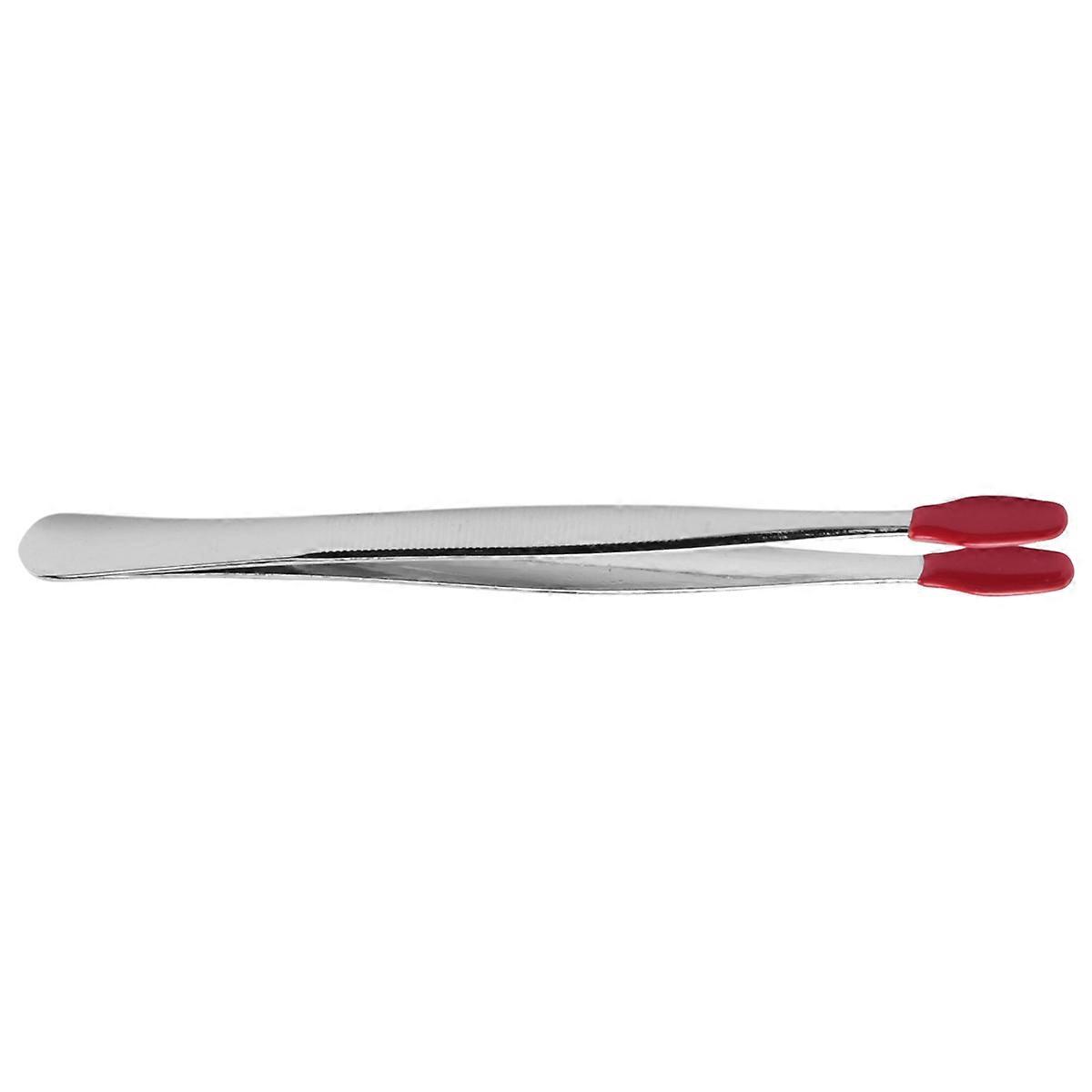 2 Pieces of Rubber Tip PVC Silicone Precision Tweezers Tool-Red