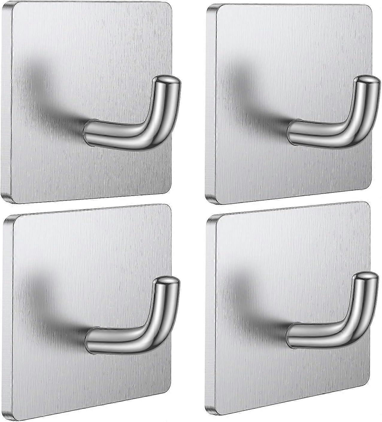 Multipurpose Self Adhesive Hooks For Bathroom And Kitchen, Easy To Install Stainless Steel Hooks With High Loading Capacity For Hanging Towels Robes,