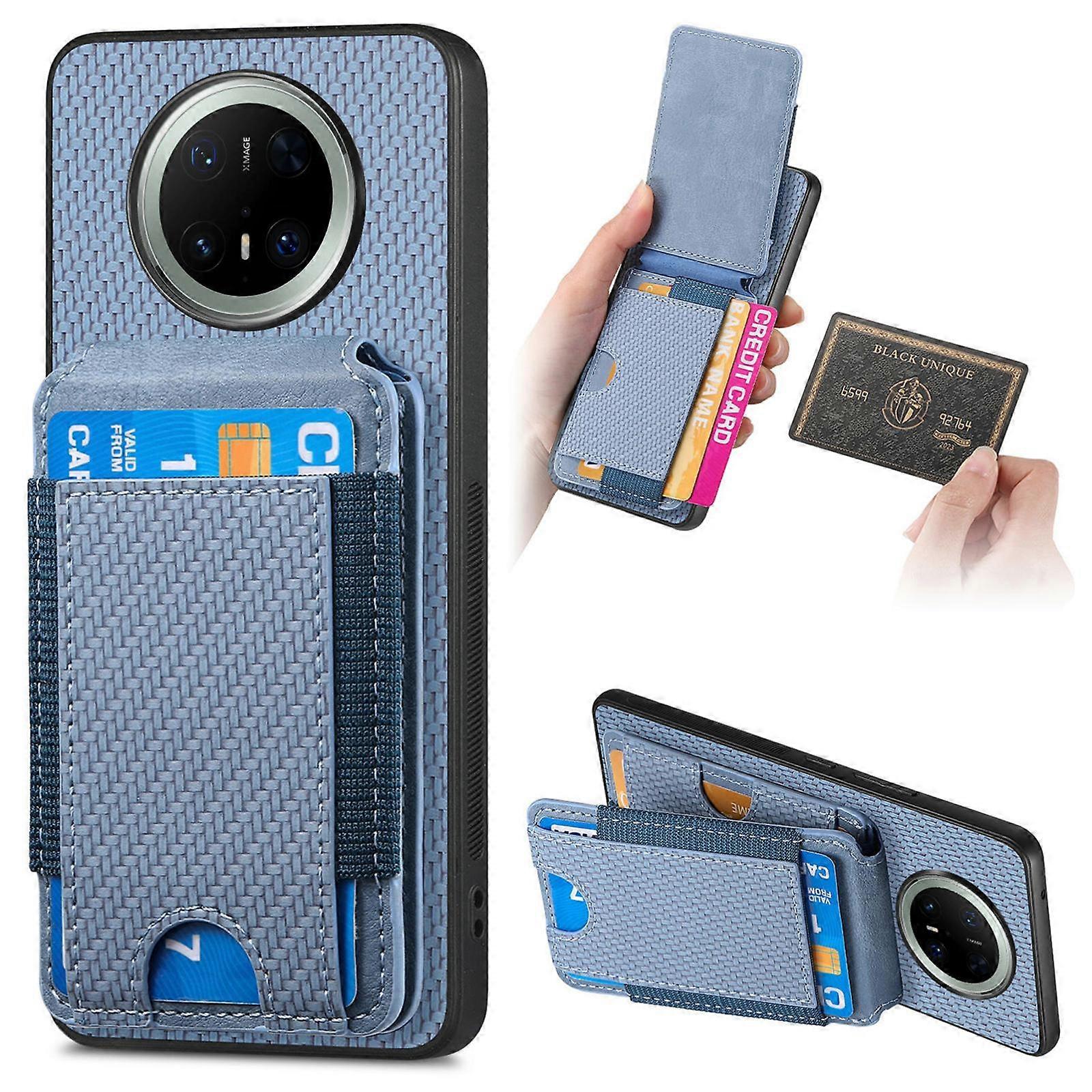 Carbon Fiber Vertical Flip Wallet Stand Phone Case