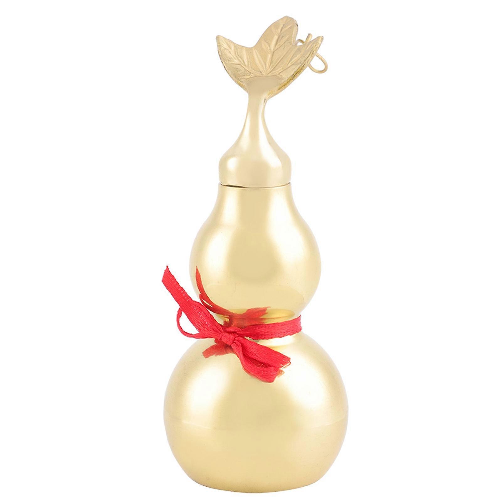 Traditional Chinese Feng Shui Brass Gourd with Leaf Smooth Surface Open Cover Decoration