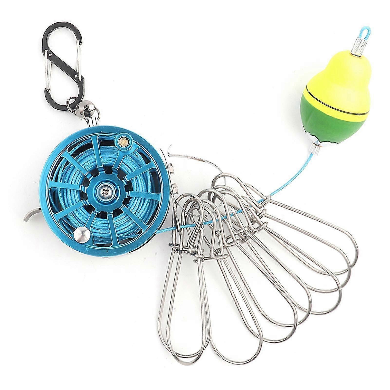 Fish Lock Buckles 7m 5 Locks Chain Stringer with Float Fishing Tackle Accessory(Blue 70#)