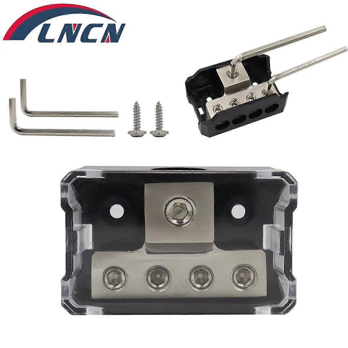 Car Audio Modified Ground Wire Splitter 4 Way Power Distribution Block 1x 0/2/4 AWG Gauge in / 4x 4/8/10 Gauge Out