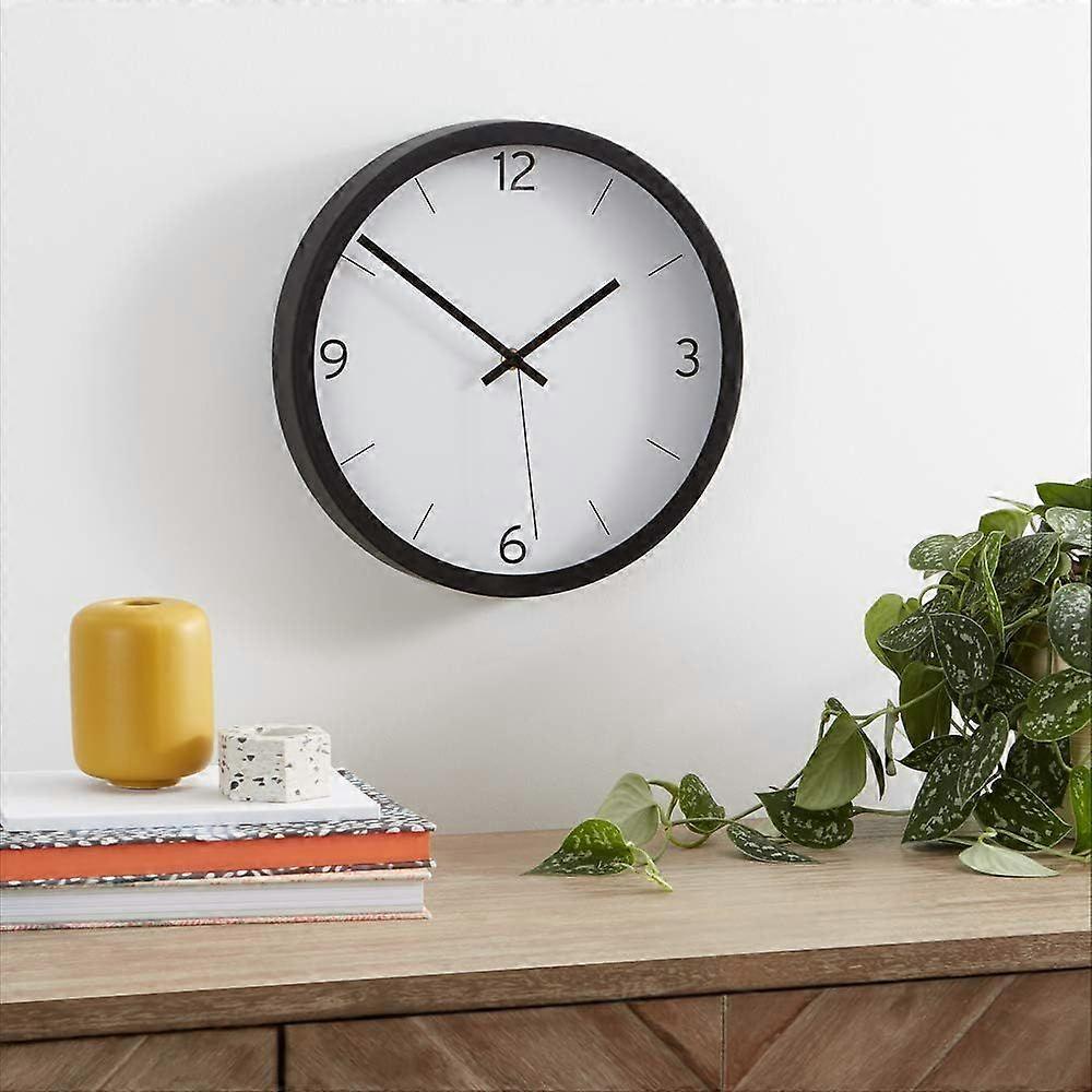 Modern round wall clock, black, 12 inches