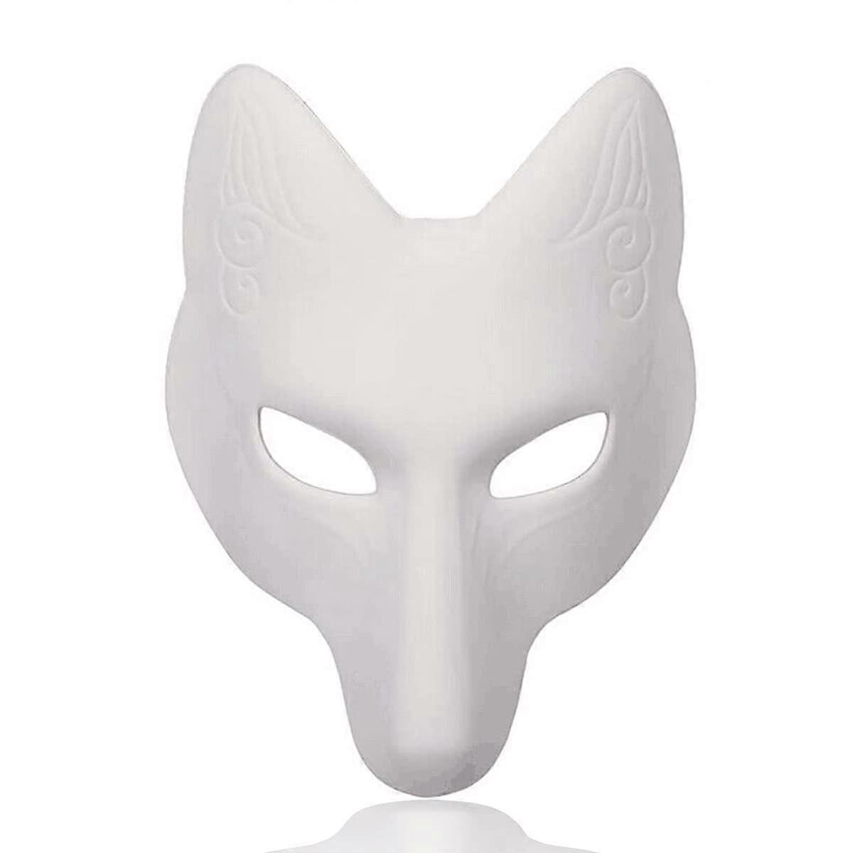 Halloween Fox Mask Paper Blank DIY Mask, Unpainted White Cosplay Mask For Masquerade Parties