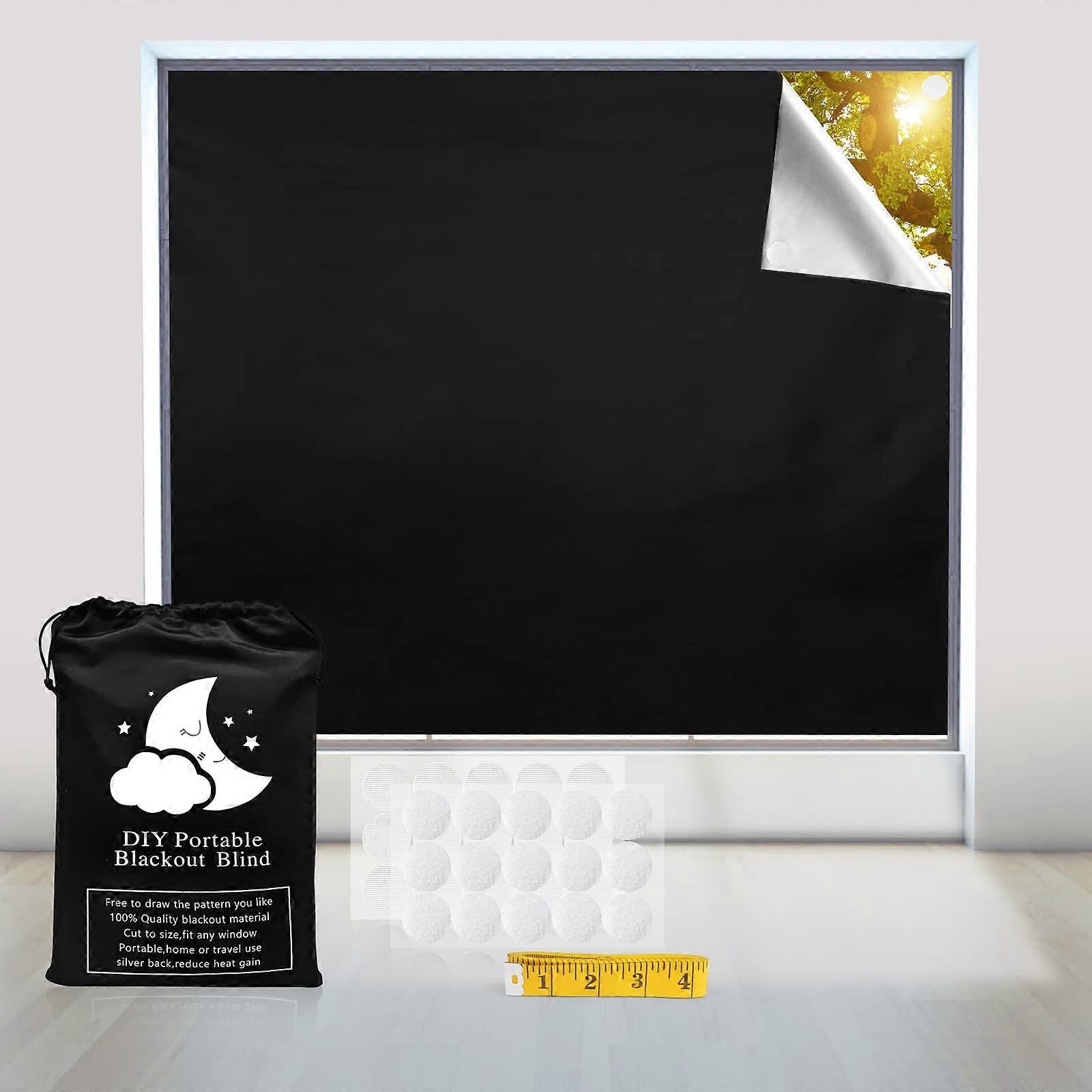 Disease curta, portable window curtain shade 100 %dimming room dimming - 118 'x 57', black and silver