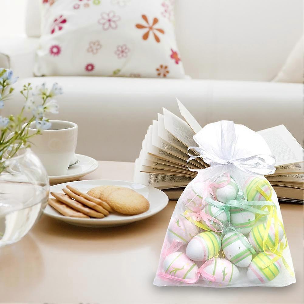 12PCS Mini Cute Tree Ornament Easter Decor Colorful Egg Hanging Ornament