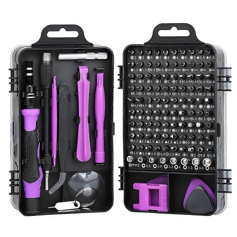 Precision Screwdriver Set 115-in-1 for Watch and Phone Repair, Multifunctional with Purple Precision Bits and Accessories
