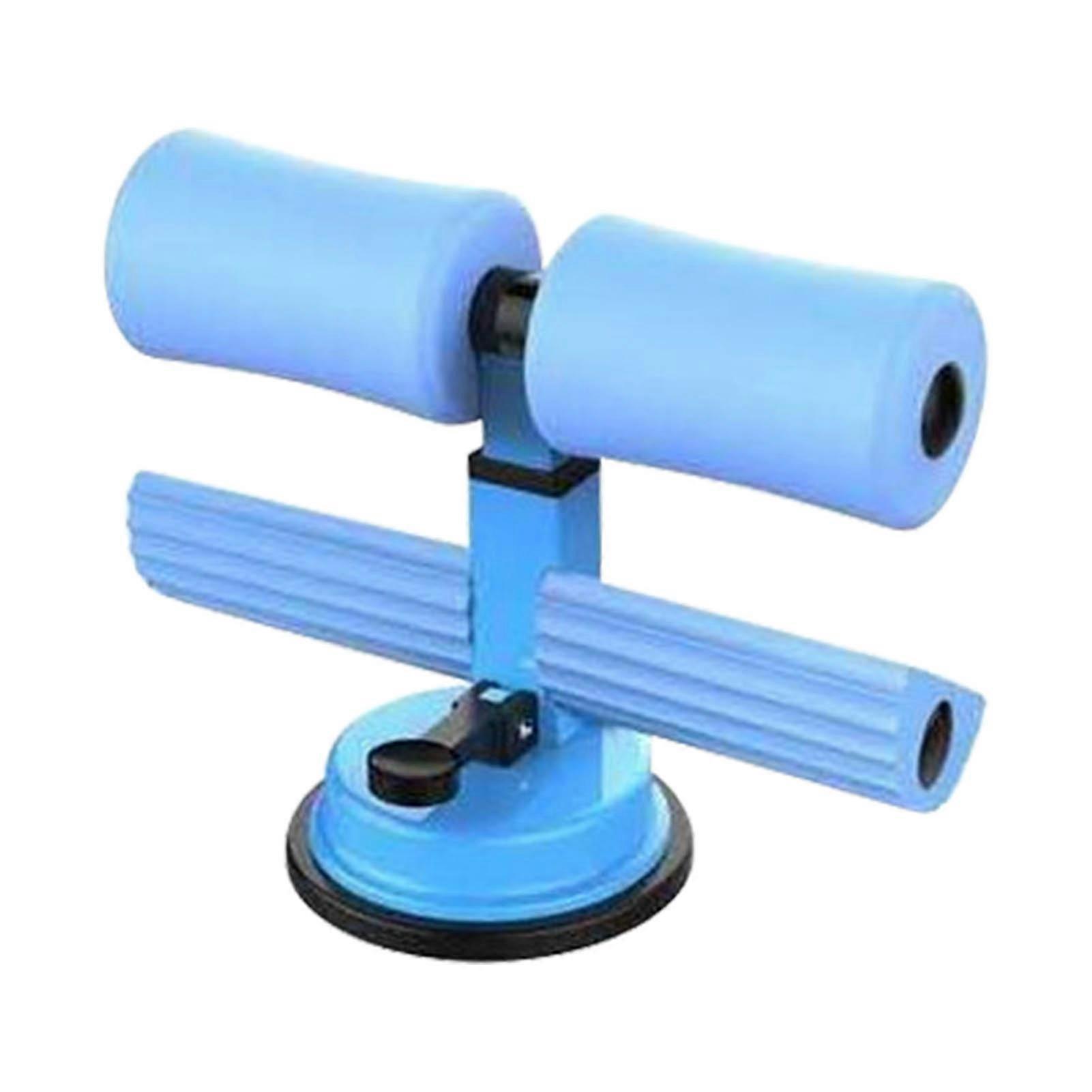 Sit Up Bar Floor Metal Double Rod Portable Sit Up Assistant Device with Suction Cup for Fitness Exercise Abdominal Muscles Full Body Training Sky Blue