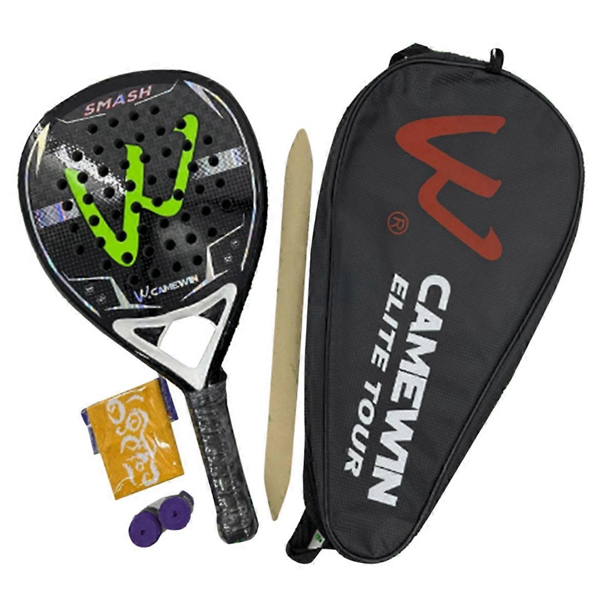 12K Beach Tennis Racket Full Carbon Fiber with EVA Memory Flex Foam Core Tennis Padel Racket and R