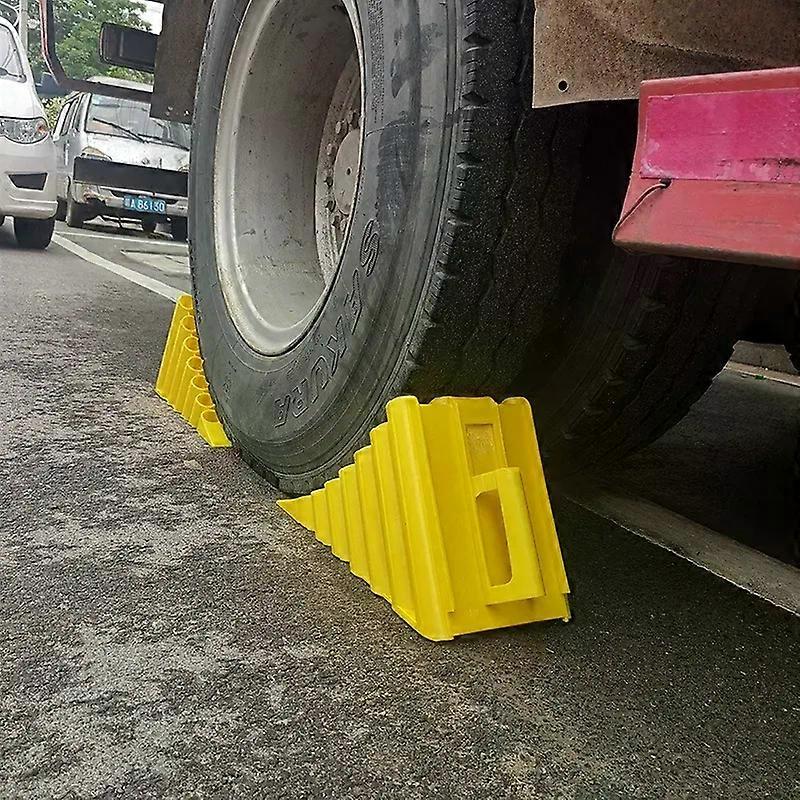 Portable Wheel Chock with Handles Vehicle Truck Tire Stop Block Wheel Ramp Skid Stop Wheel Alignment Block for RVs Trailer Truck