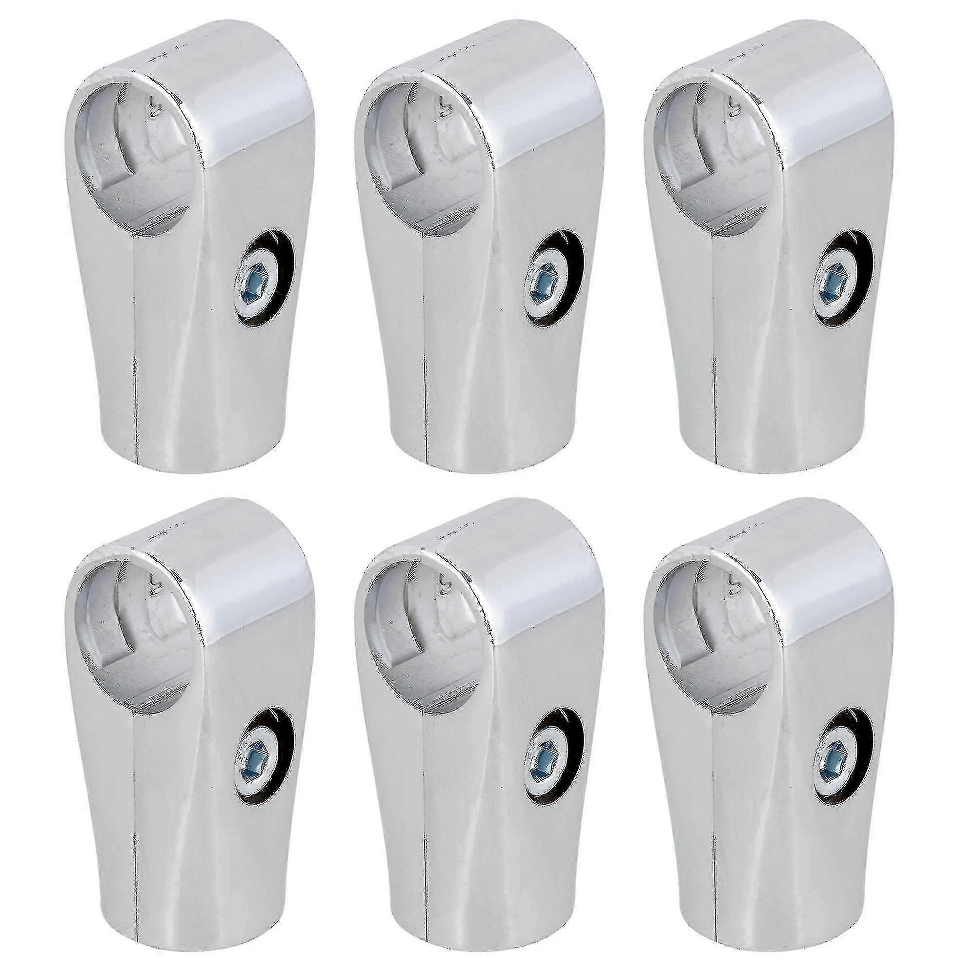 25mm Pipe Connectors Set, 6pcs Two-Way Clamp Fittings for Tube Rack and Plumbing