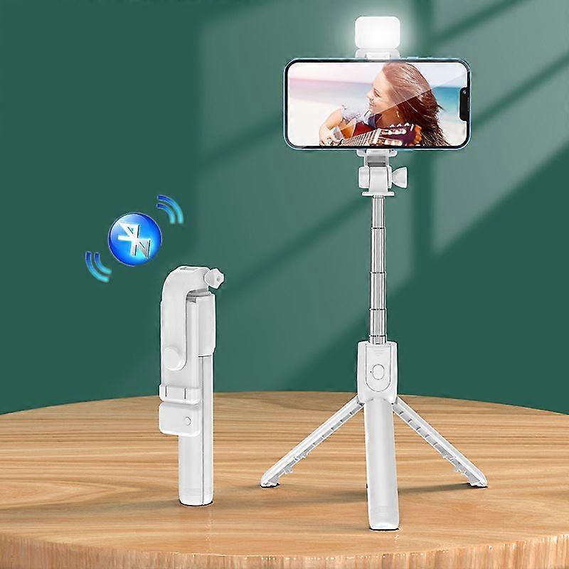 Bluetooth-compatible Selfie Stick Tripod Holder with Wireless Remote Shutter LED Fill Light Extendable Retractable Phone Stand