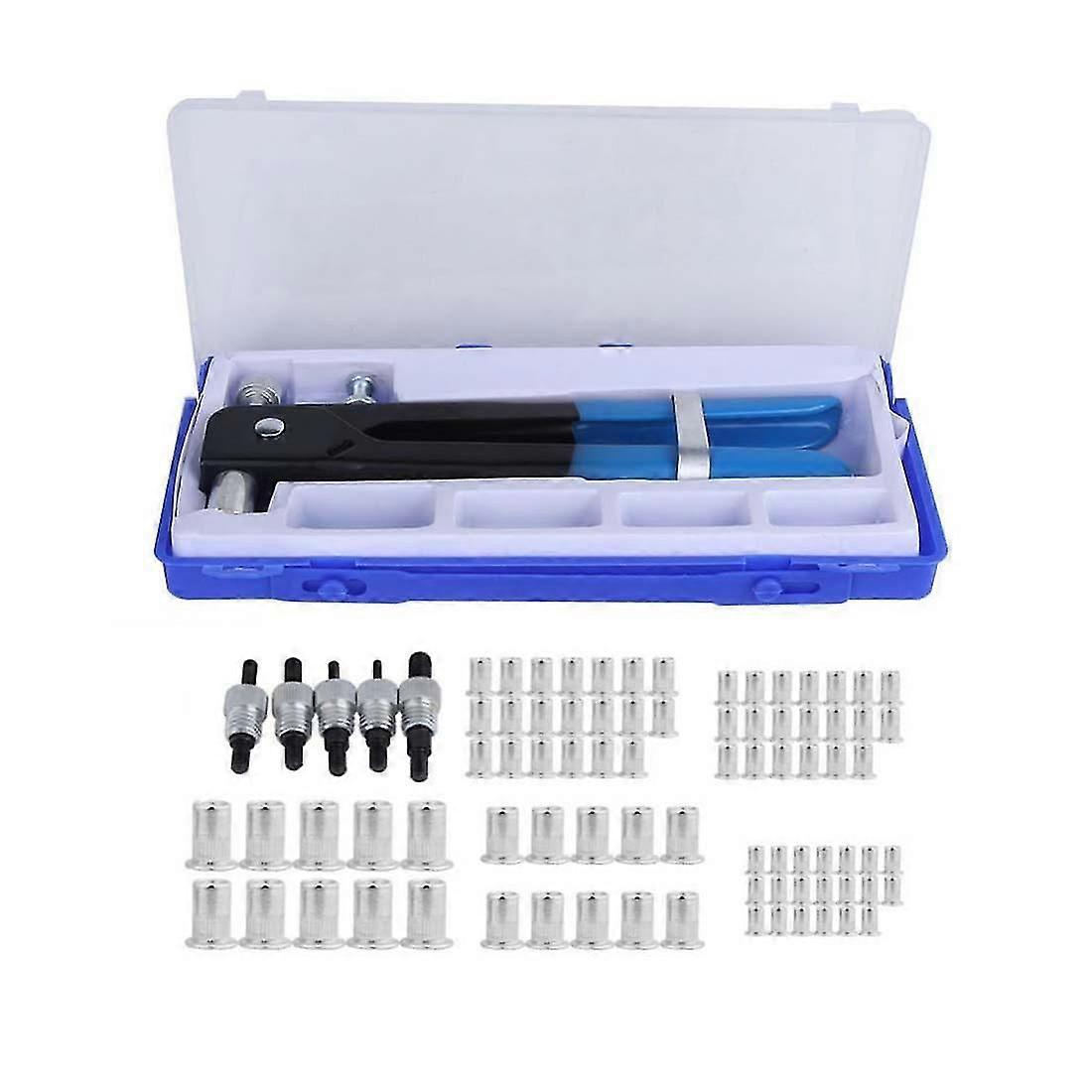 106pcs Rivet Nut Tool Kit Set Blind Rivet Nut Hand Riveter Gun Wrench Threaded Insert Rivnut Nutsert M3/m4/m5/m6/m8