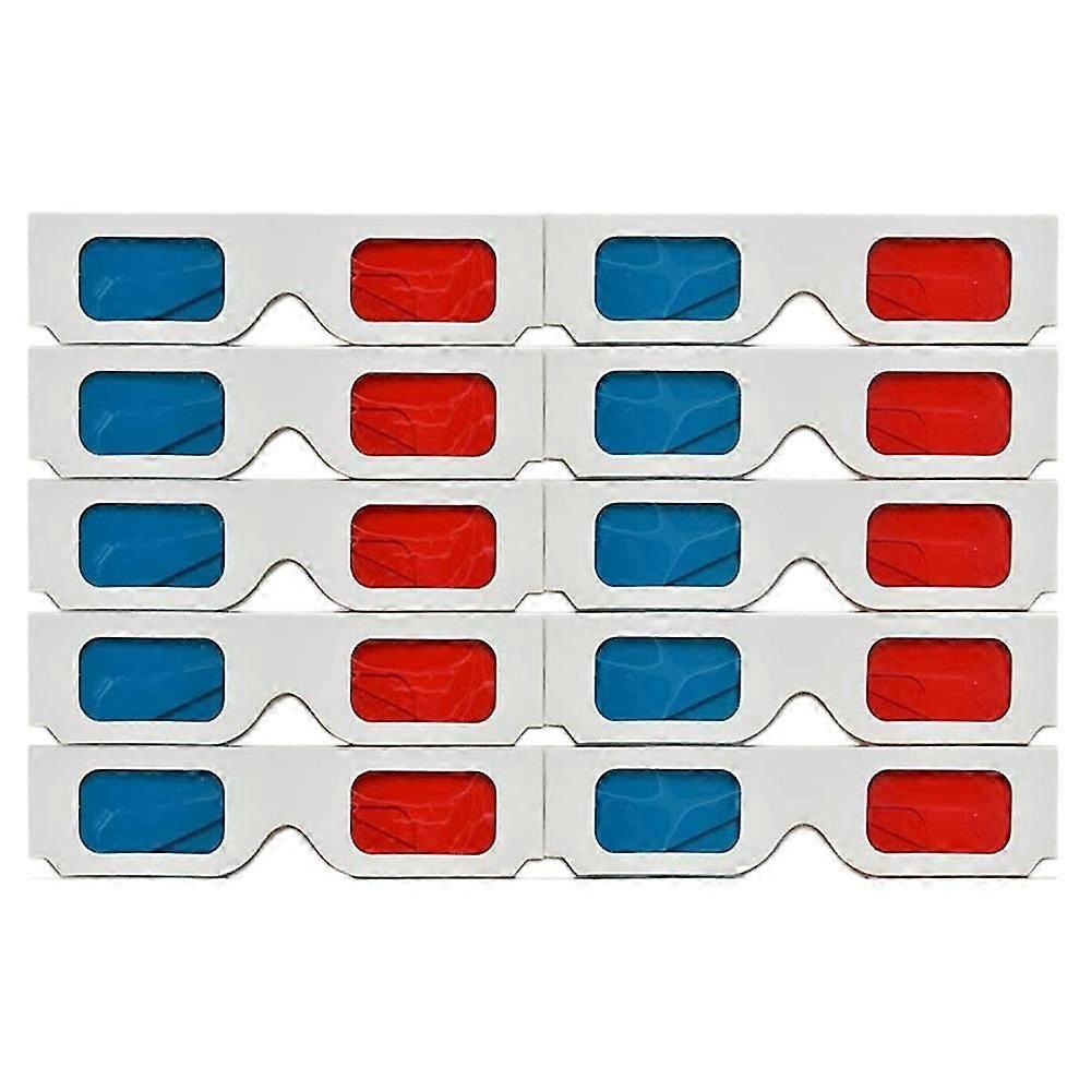 3d Glasses, 10 Pairs Red And Blue Paper Stereo Lenses For Movies Set Anaglyph Paper 3d Glasses