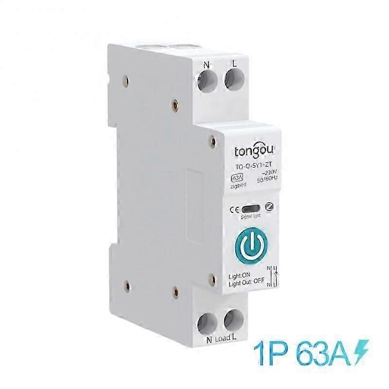 Tuya ZigBee Smart Switch Circuit Breaker With Metering 1P 63A DIN Rail