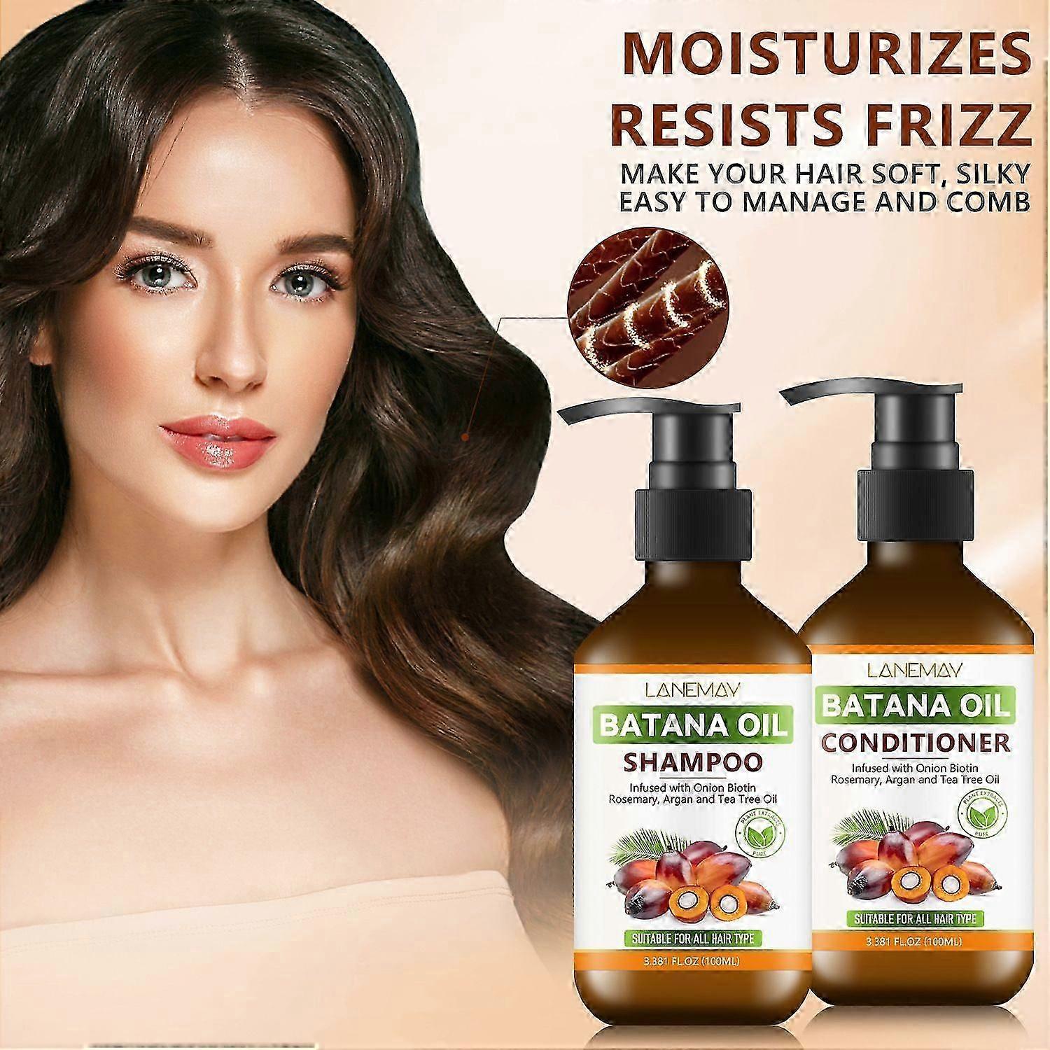 Batana Oil Shampoo and Conditioner for Hair Growth, Anti-Thinning & Deep Moisturizing Cleanses and Helps Strengthen Weak and Brittle Hair for Women Me