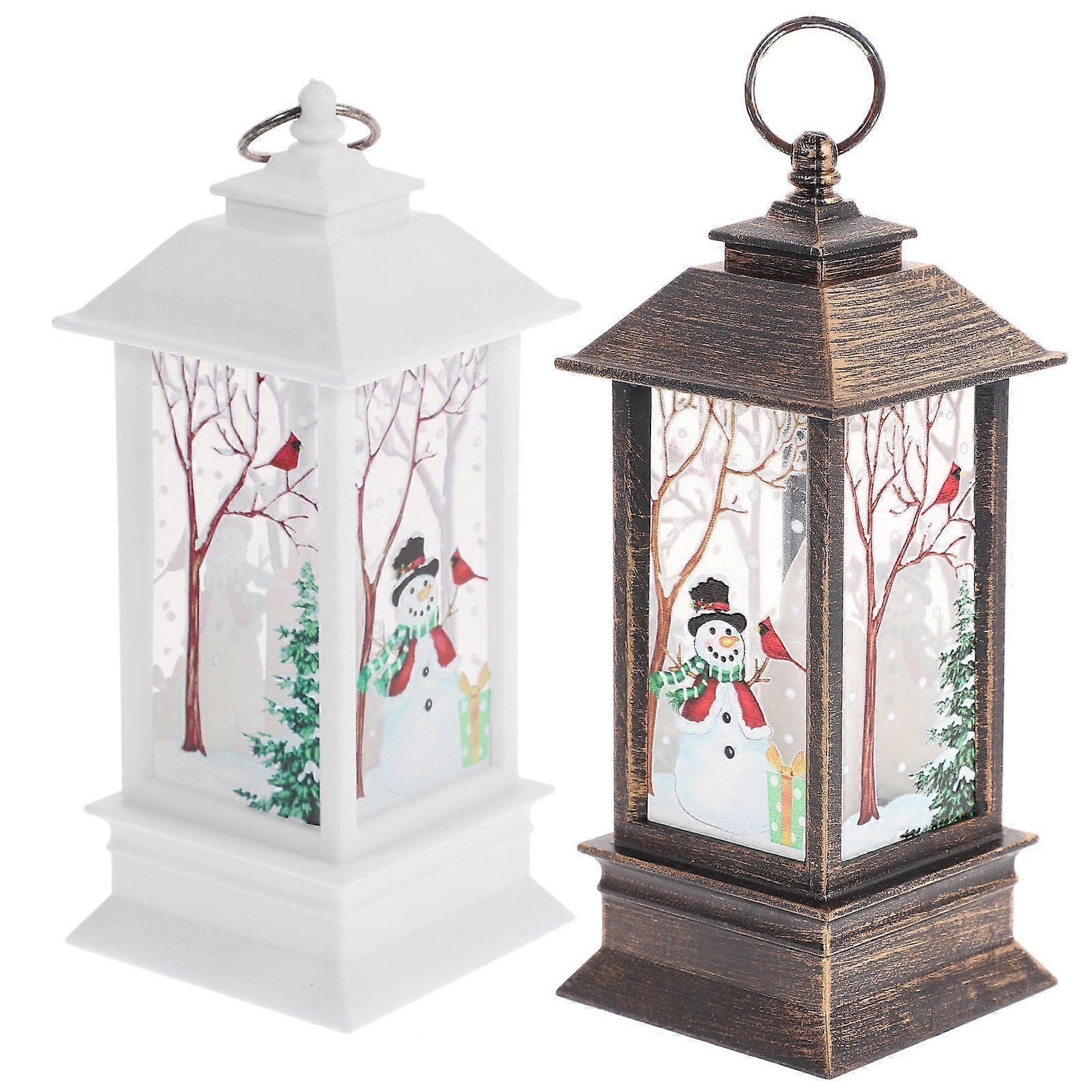 2pcs Christmas Storm Lantern LED Christmas Lantern Decorative Lantern Candlestick Lantern Decor