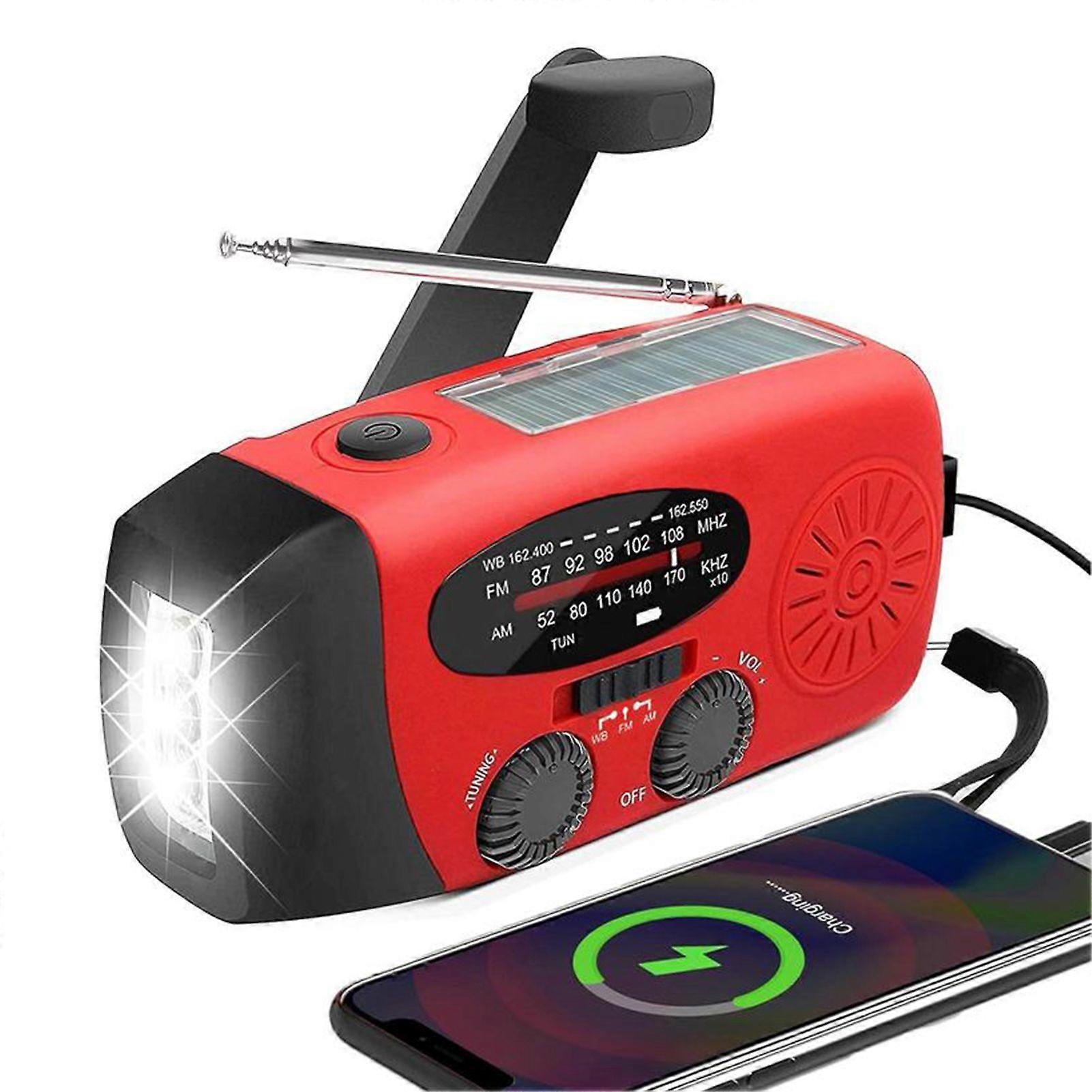 Hand Crank Solar Emergency Radio, Portable AM/FM SOS Weather Radio with LED Torch Flashlight for Outdoor Camping Hiking