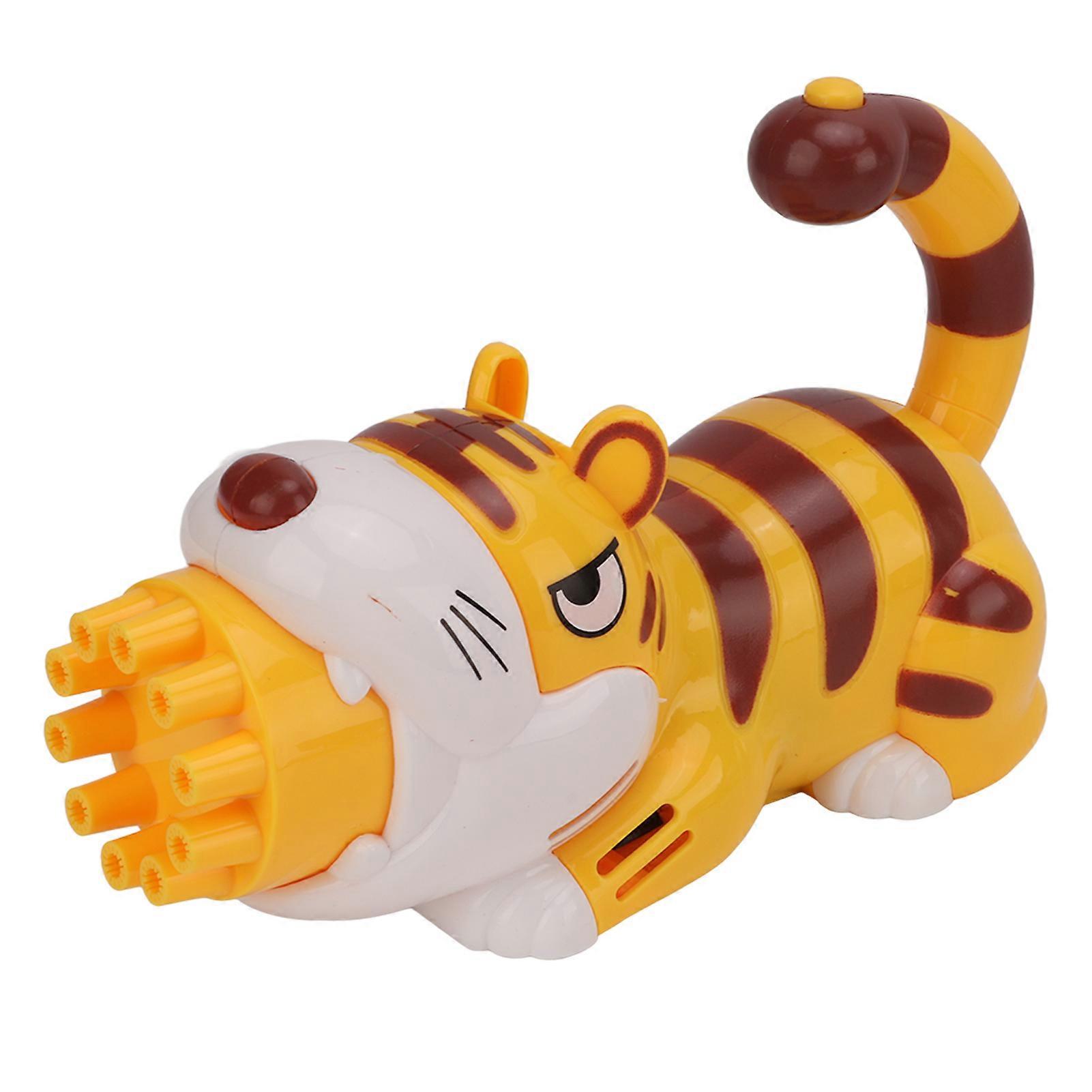 Bubble Machine Toy Battery Operated Cartoon Tiger Cute 10 Output Holes Nontoxic Portable for Toddlers Kids
