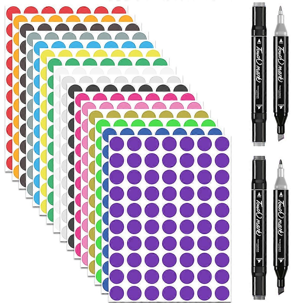 Pack of 3000, 10 mm dot stickers, adhesive dots, stickers, labels, marking dots, self-adhesive - orange