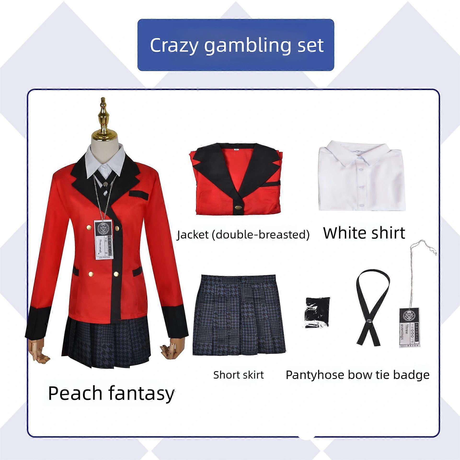 きらりももばみ学校制服セット賭ケグルイコスプレコスチュームブレザースカートシャツとバッジXSからxxxl