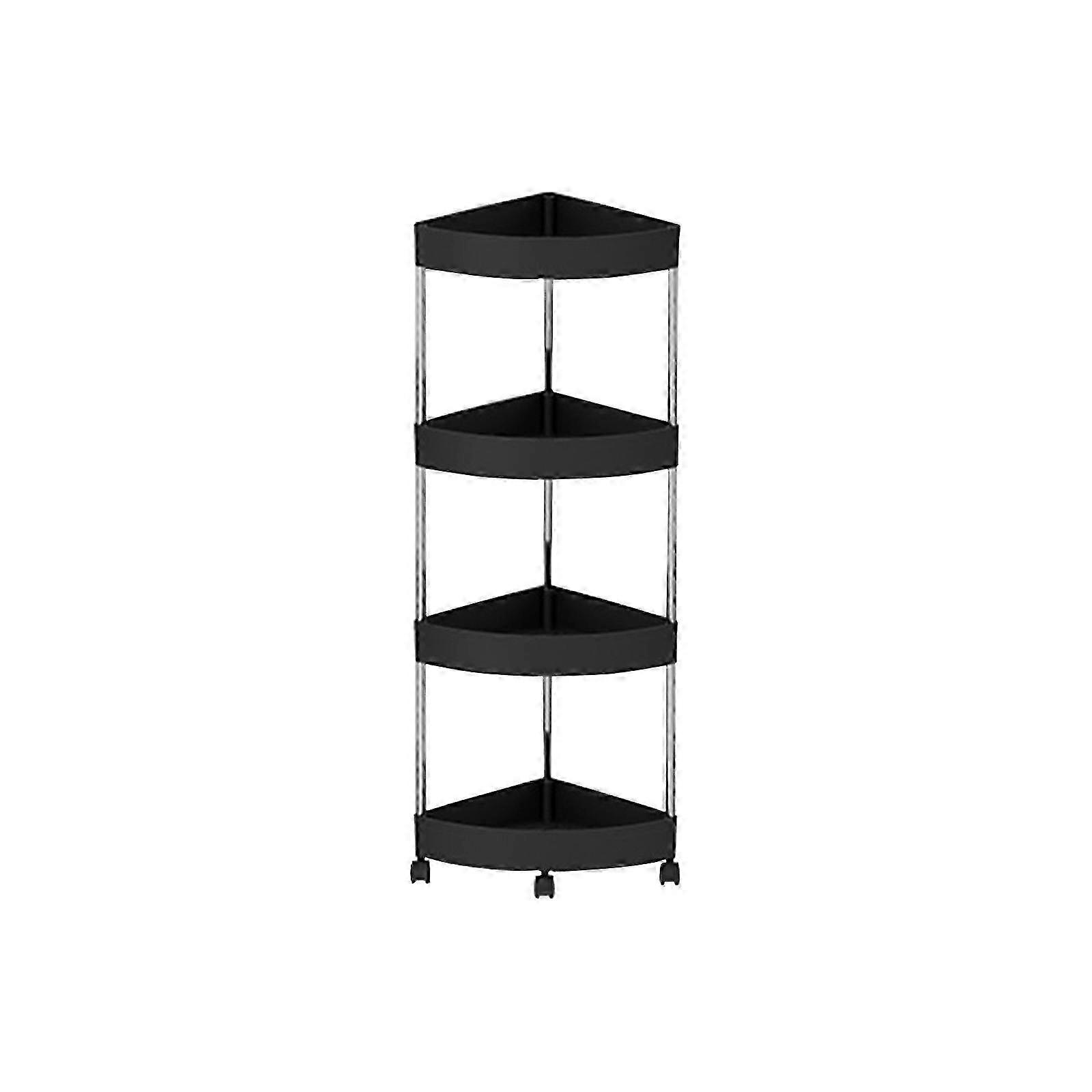 Bathroom Organizer, Detachable 4-Tier Rack with Rolling Wheels and Drainage Holes Corner Storage Shelf