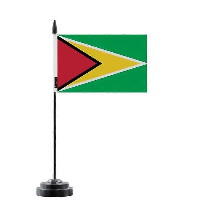 Table Flag - Multicolored - Guyana - 14 x 21 cm - Plastic Pole - Double-Sided Print