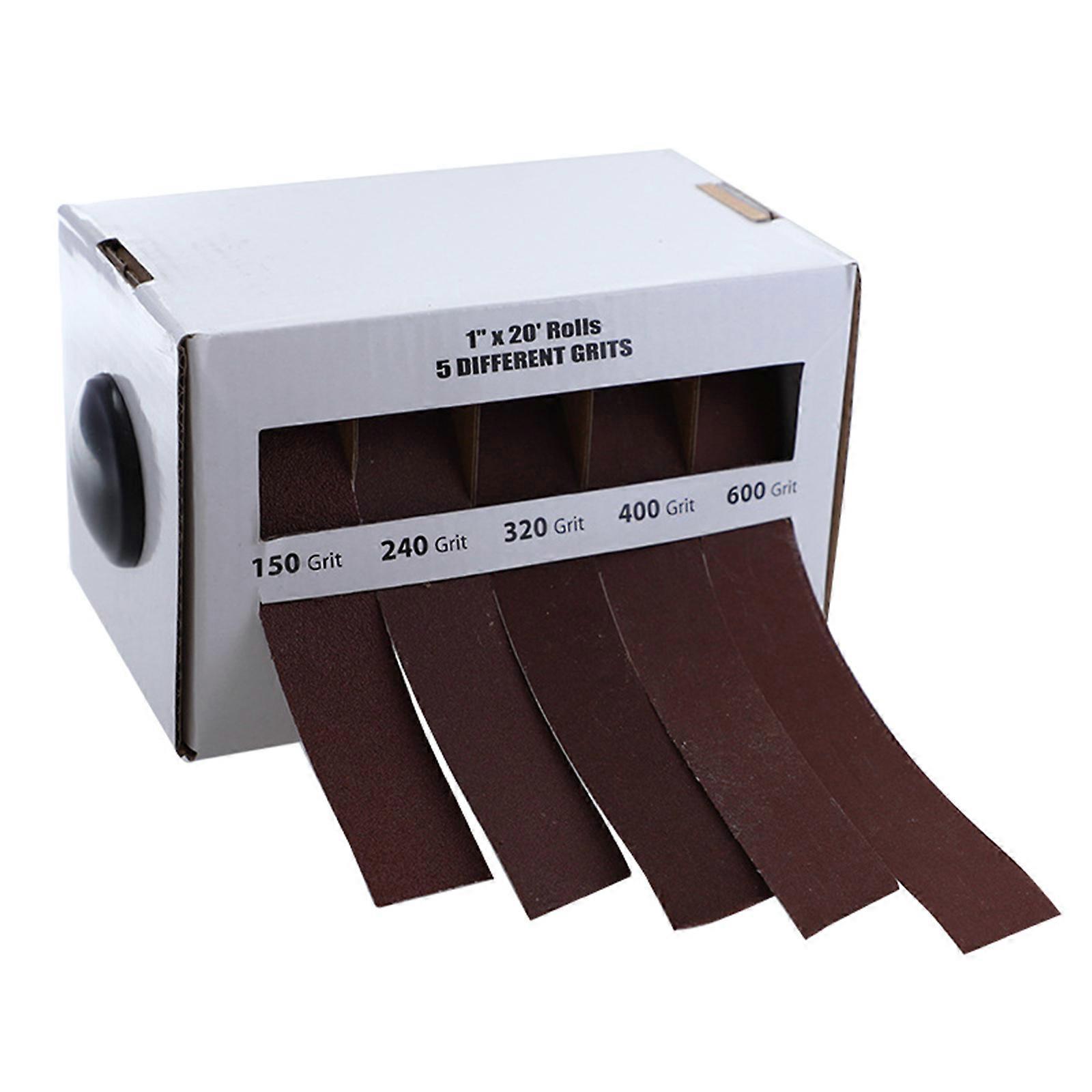 Convenient Sandpaper Roll Box, 5 Different Grits, 2.5cm x 6m, Aluminum Oxide, Suitable for Precisions Wood and Metalwork