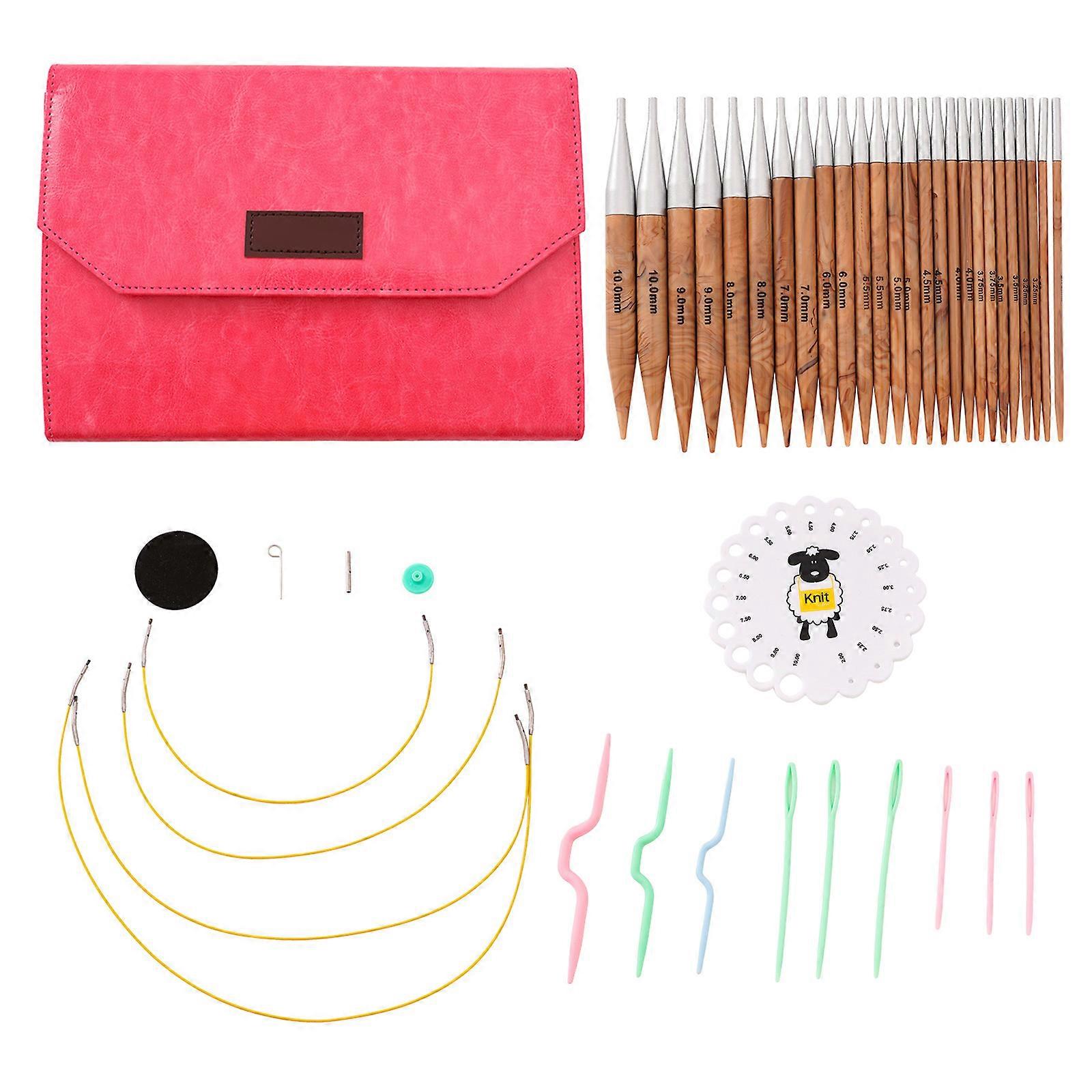 13Pairs Interchangeable Circular Knitting Needle Set for Knitting, with Accessories and Zippered Case