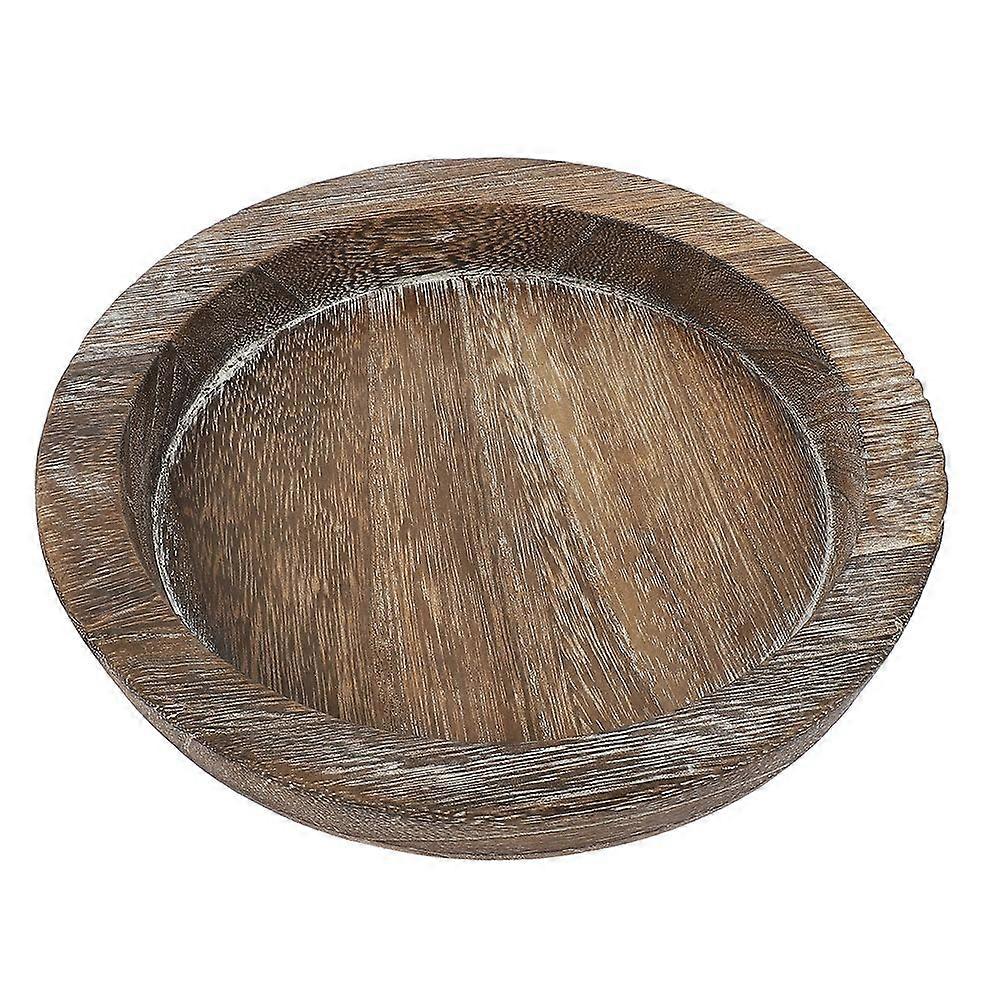 Rustic Candle Tray Round Wood Tray Decorative Plate Coffee Table Centerpiece Wood Round Tray Candlestick Holders Candle Display Tray (L)