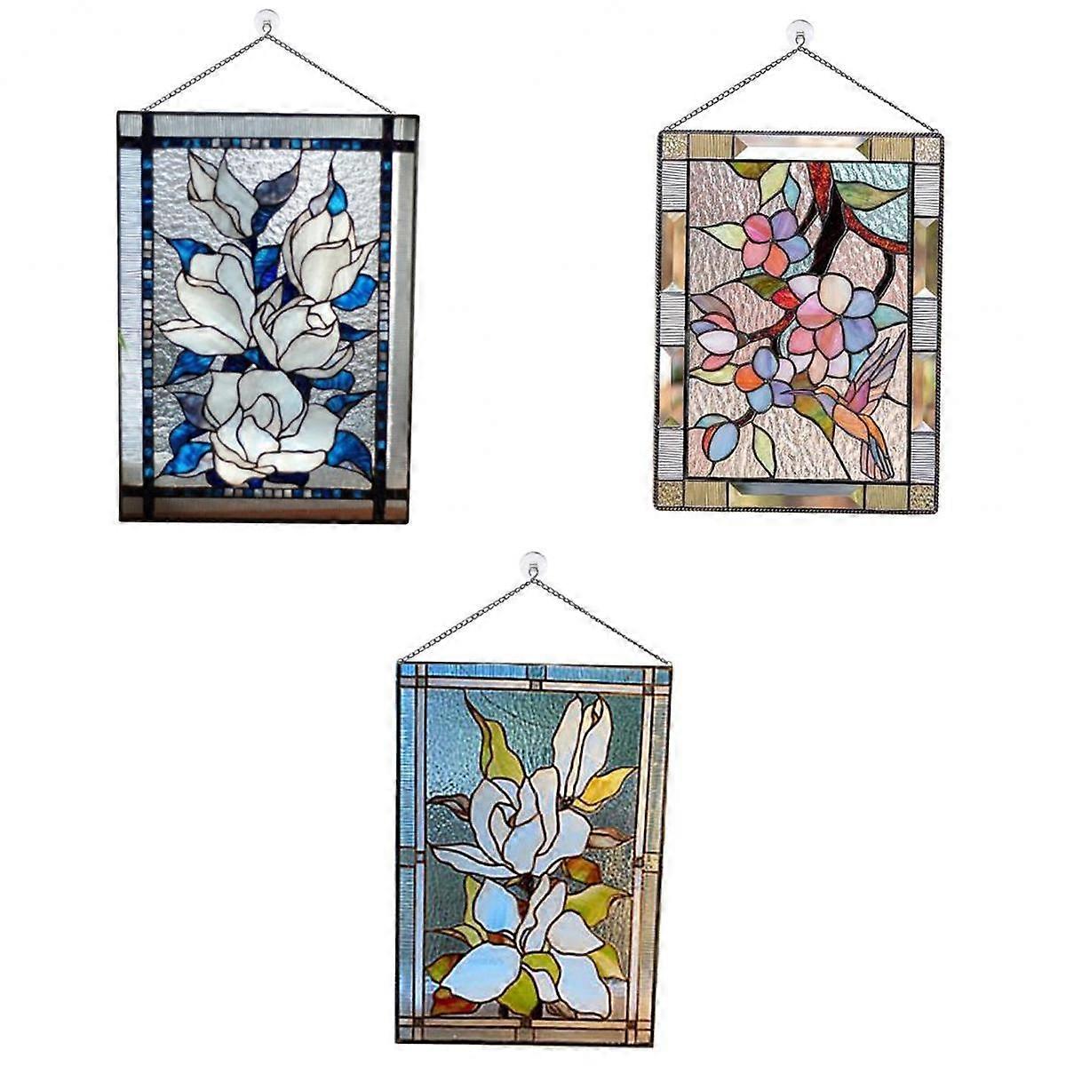 3pcs Suncatcher Window Panel Small Decorative Handcraft with Chain Wall
