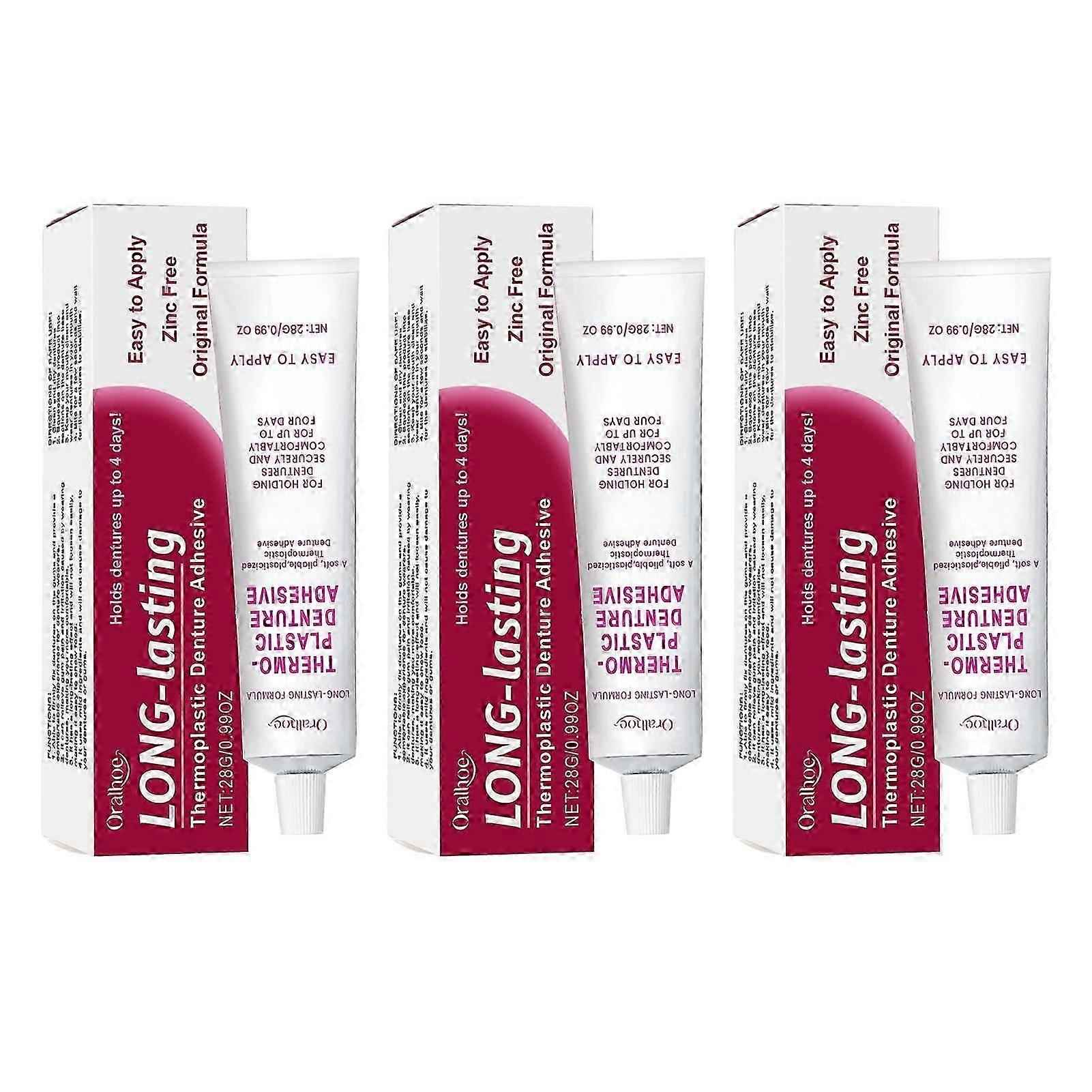 Oralhoe Thermoplastic Denture Adhesive Zinc-Free Fomula Extra Strong Hold for Loose Dentures, Holds Up to 4 days!