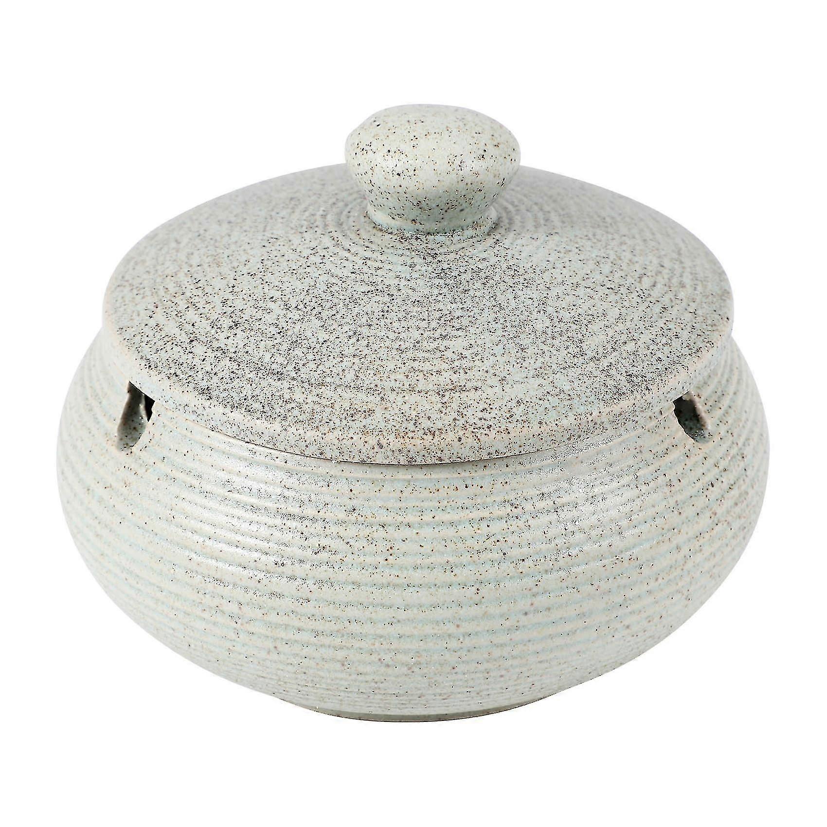 Ceramic Ashtray With Windproof Lid For Indoor Outdoor Use -light Blue
