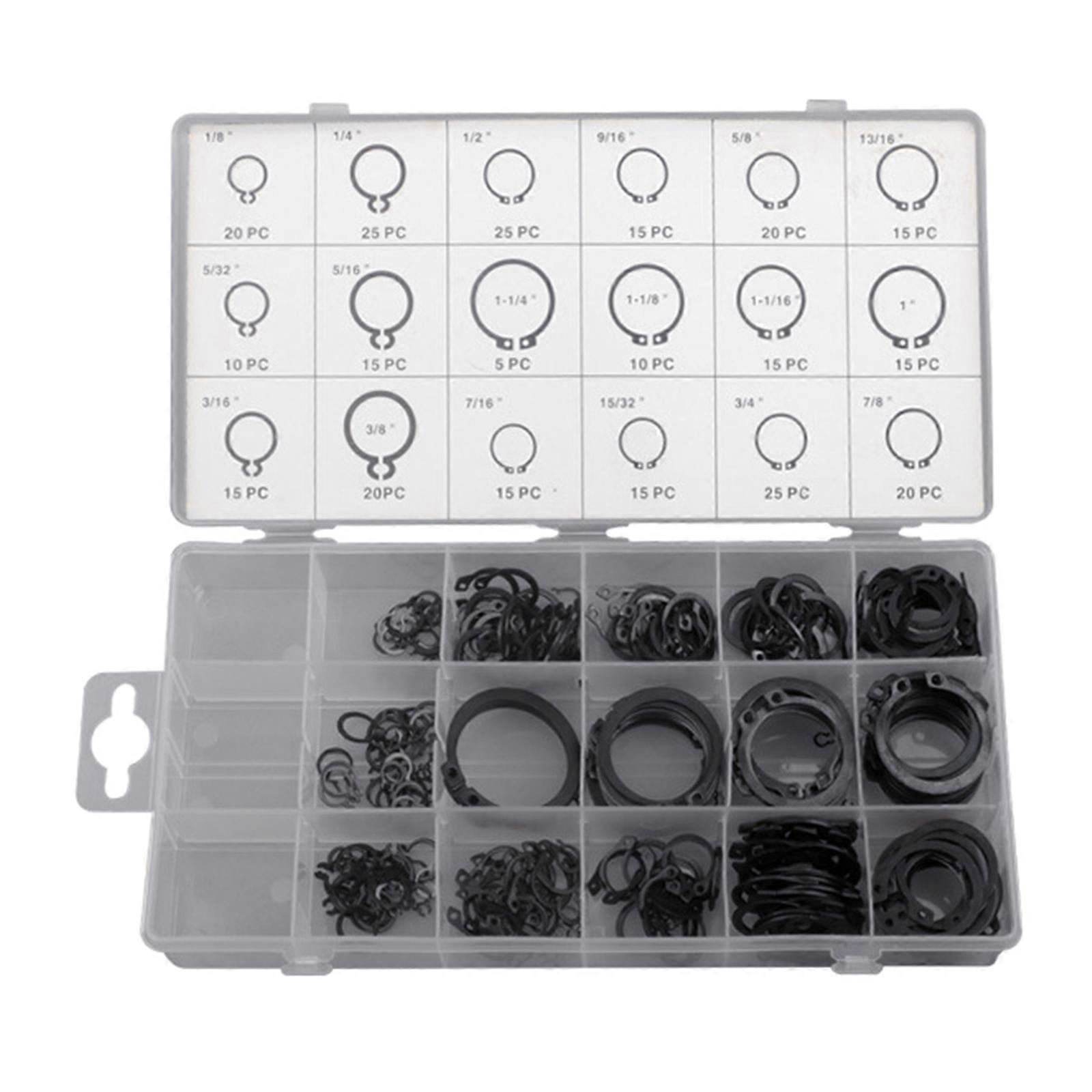 300Pcs/set Snaps Rings External Retaining Rings Circlip Snaps Retaining Rings Assortment Set Secure Part 18 Size