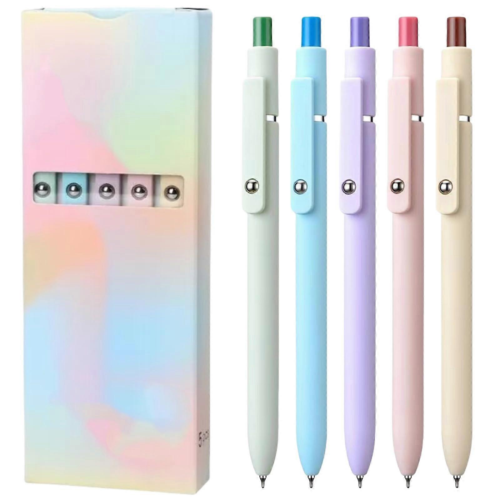 Emboadlie 5 Pcs Gel Ink Pens, Emboadlie Gel Pen, 0.7mm Medium Tip Black Ink Roller Ball Pens, Quick Drying Pens for Smooth Writing (color A)